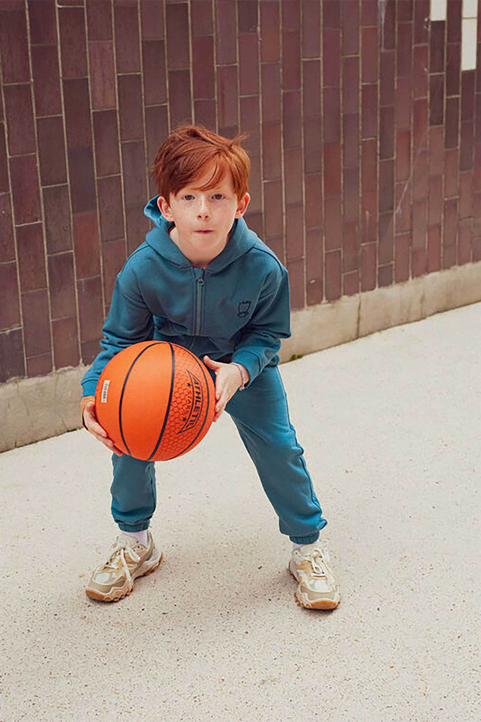 DPAM παιδική ζακέτα φούτερ με κουκούλα και κεντητό πατίνι - 365248 Πετρόλ