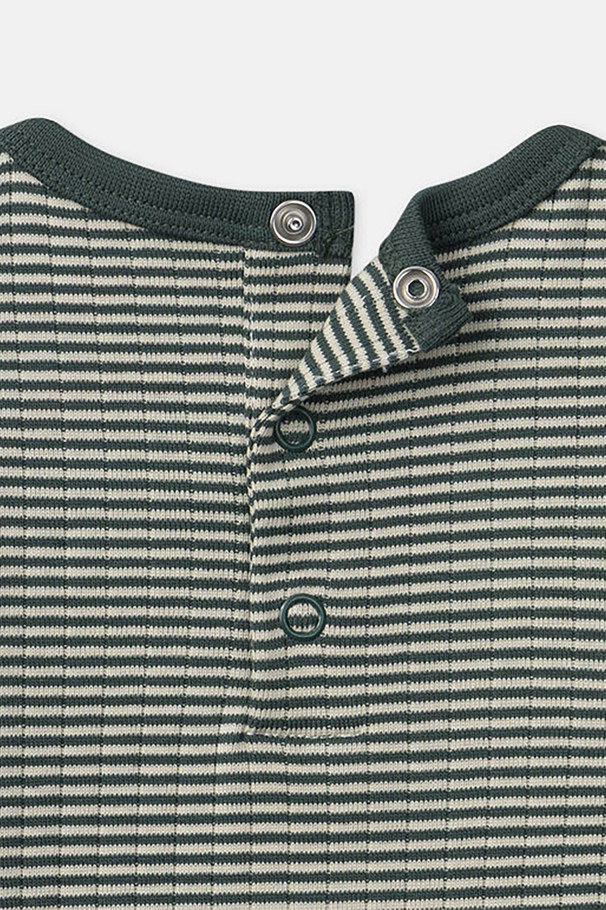 DPAM βρεφικό φορμάκι με ριγέ σχέδιο και μπουκλέ σκυλάκι - 365475 Χακί φωτογραφία