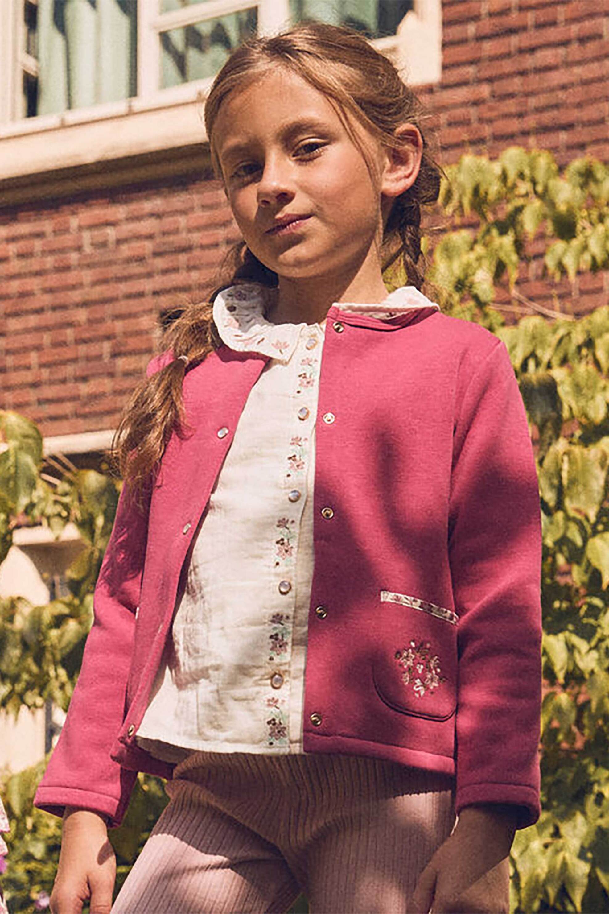 DPAM παιδική ζακέτα με κεντητά σχέδια από λουλουδάκια - 365524 Ροζ