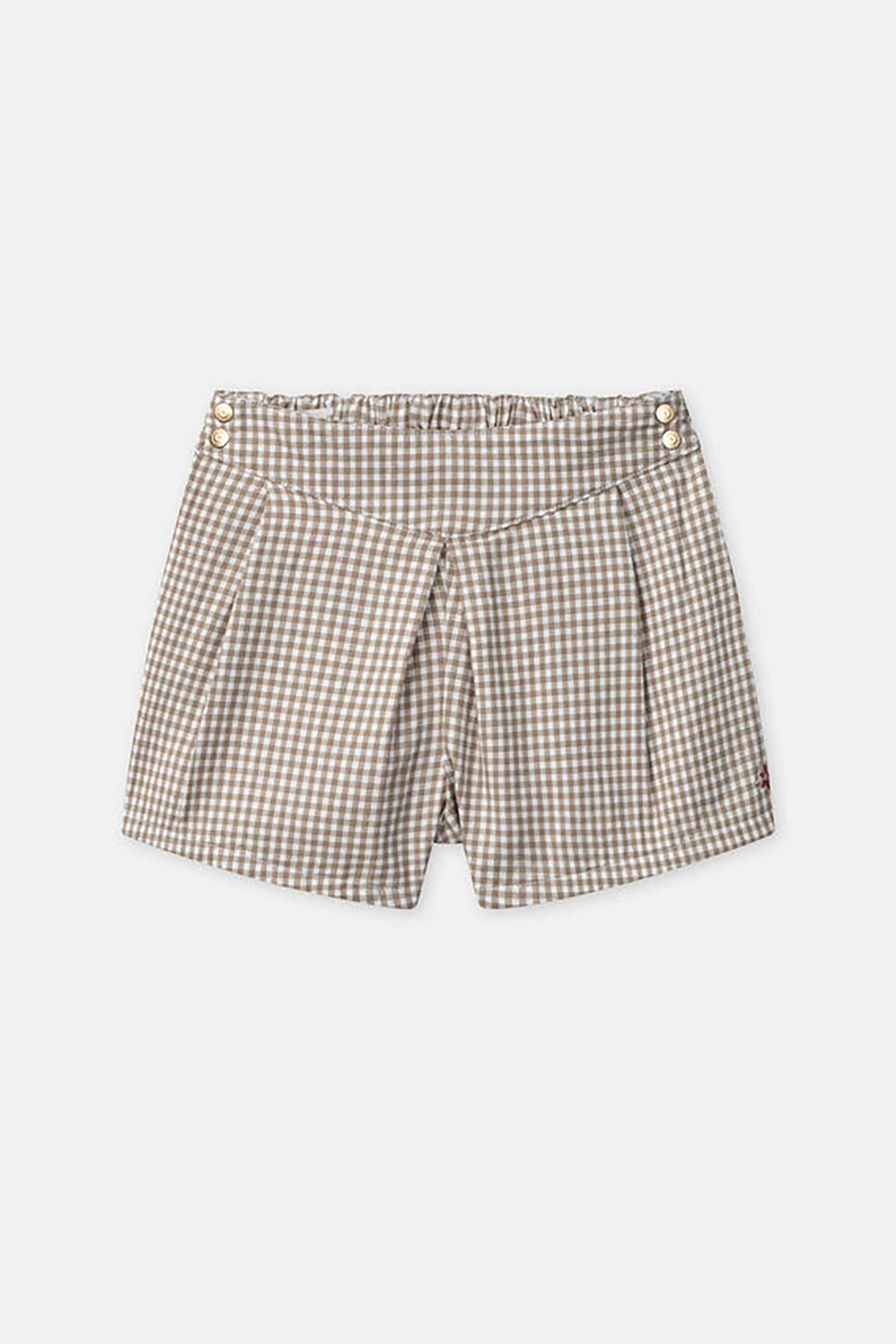 DPAM DPAM παιδικό σορτς για κορίτσια με καρό σχέδιο και ελαστική μέση - 365544 Μπεζ