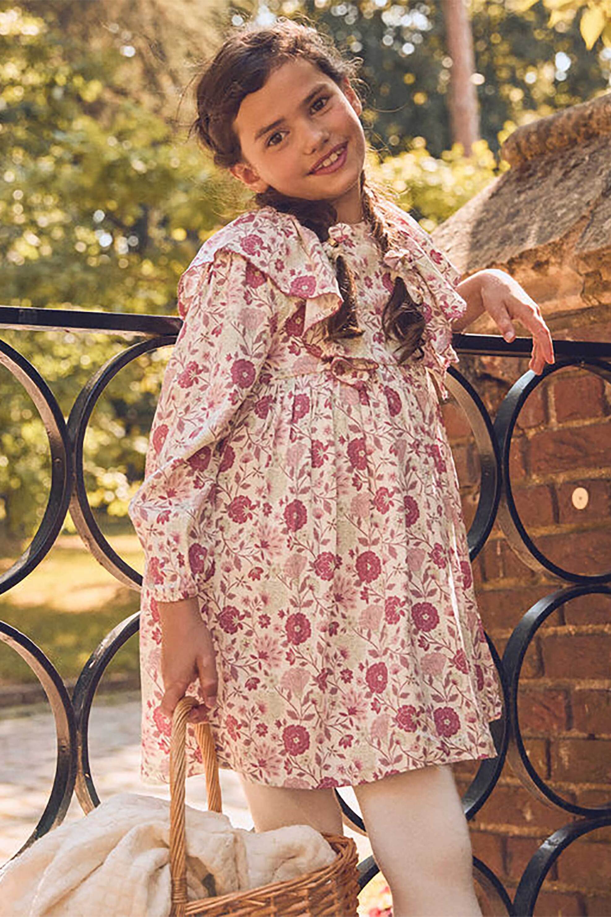 DPAM DPAM παιδικό φόρεμα για κορίτσια με floral print και βολάν - 365583 Λευκό