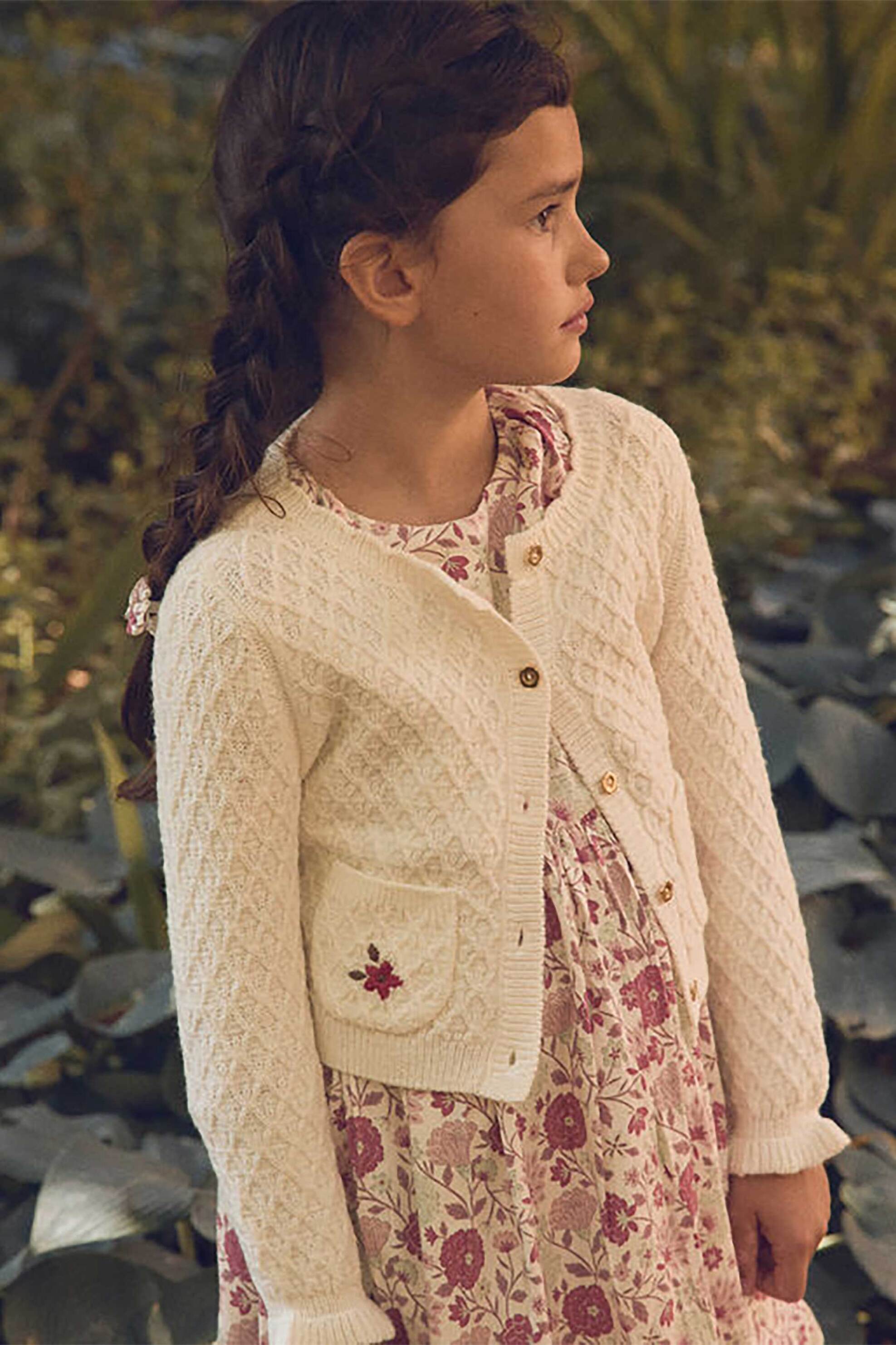 DPAM παιδική πλεκτή ζακέτα με ανάγλυφο μοτίβο σε σχήμα ρόμβων - 365572 Λευκό