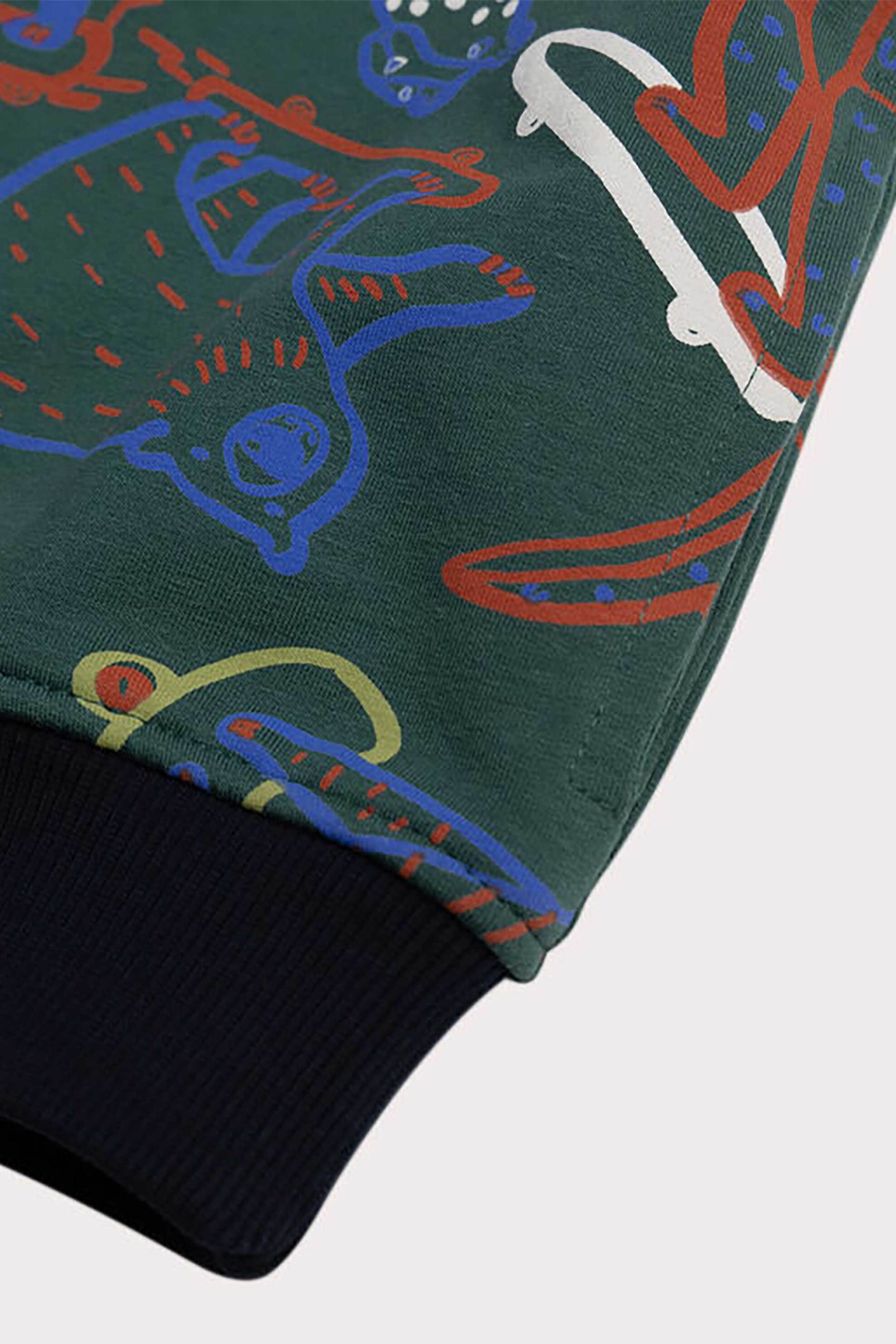 DPAM παιδική μπλούζα φούτερ με κουκούλα και πολύχρωμο σχέδιο με ζωάκια - 365121 Πράσινο Σκούρο φωτογραφία