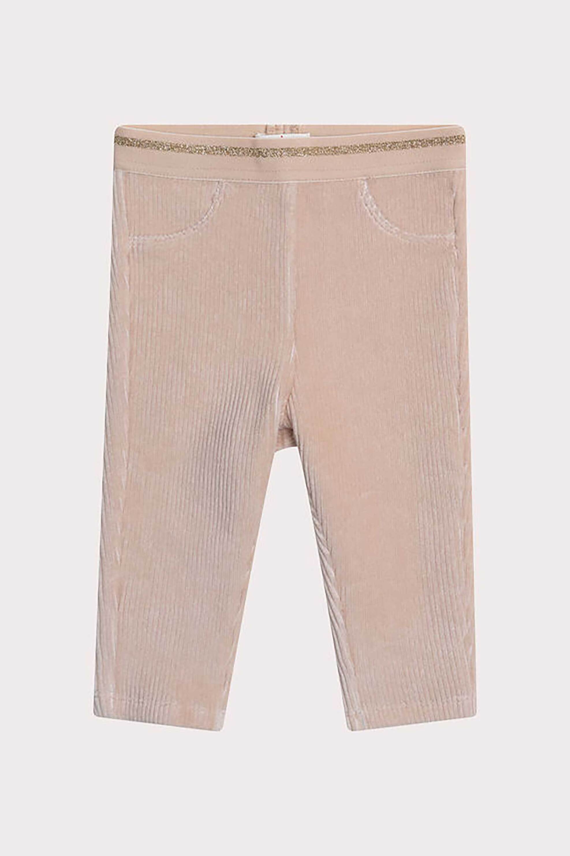 DPAM DPAM βρεφικό παντελόνι κοτλέ με χρυσό glitter στη μέση - 365143 Μπεζ