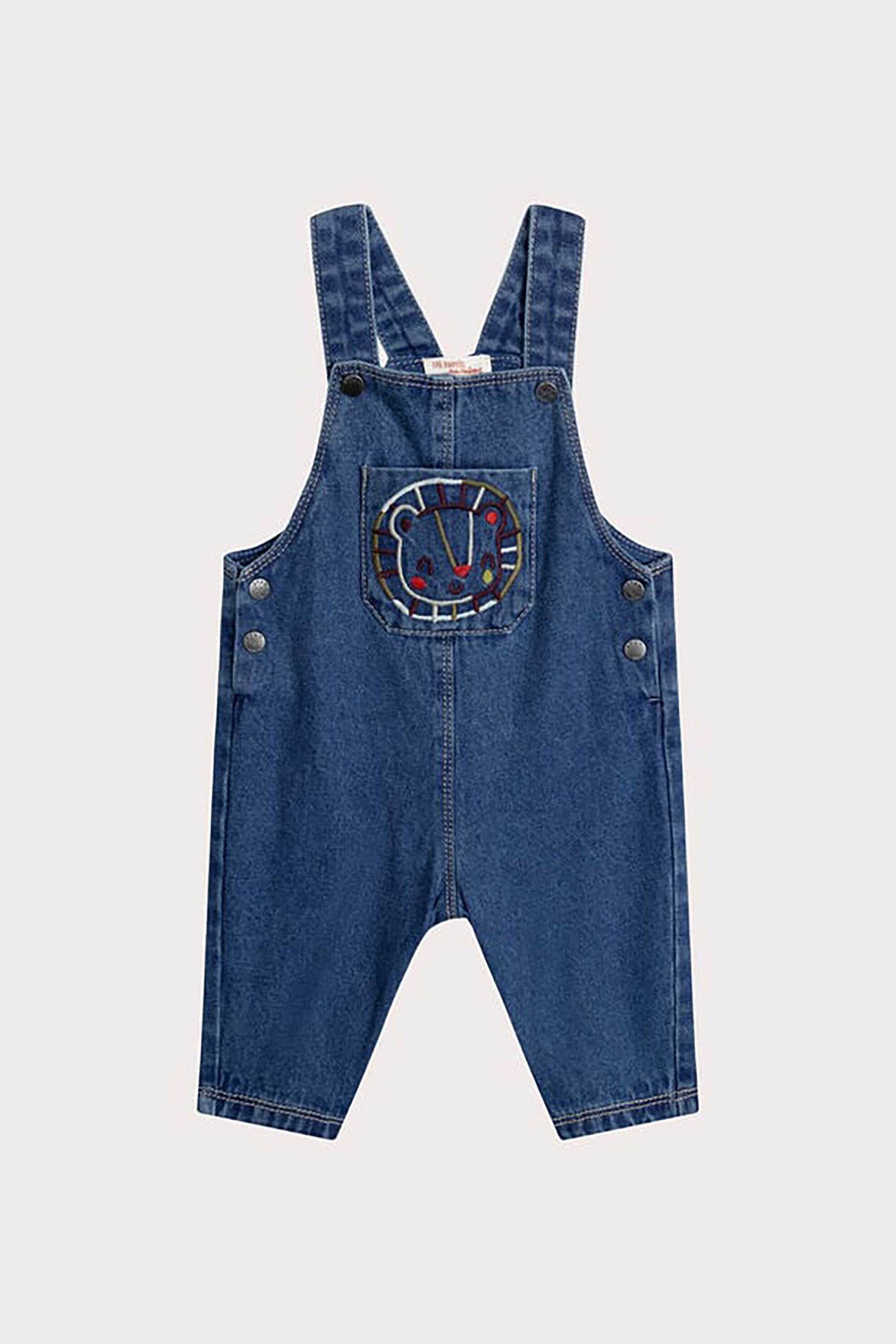 DPAM DPAM βρεφική denim σαλοπέτα για αγόρια με κεντητό σχέδιο - 365164 Denim Blue