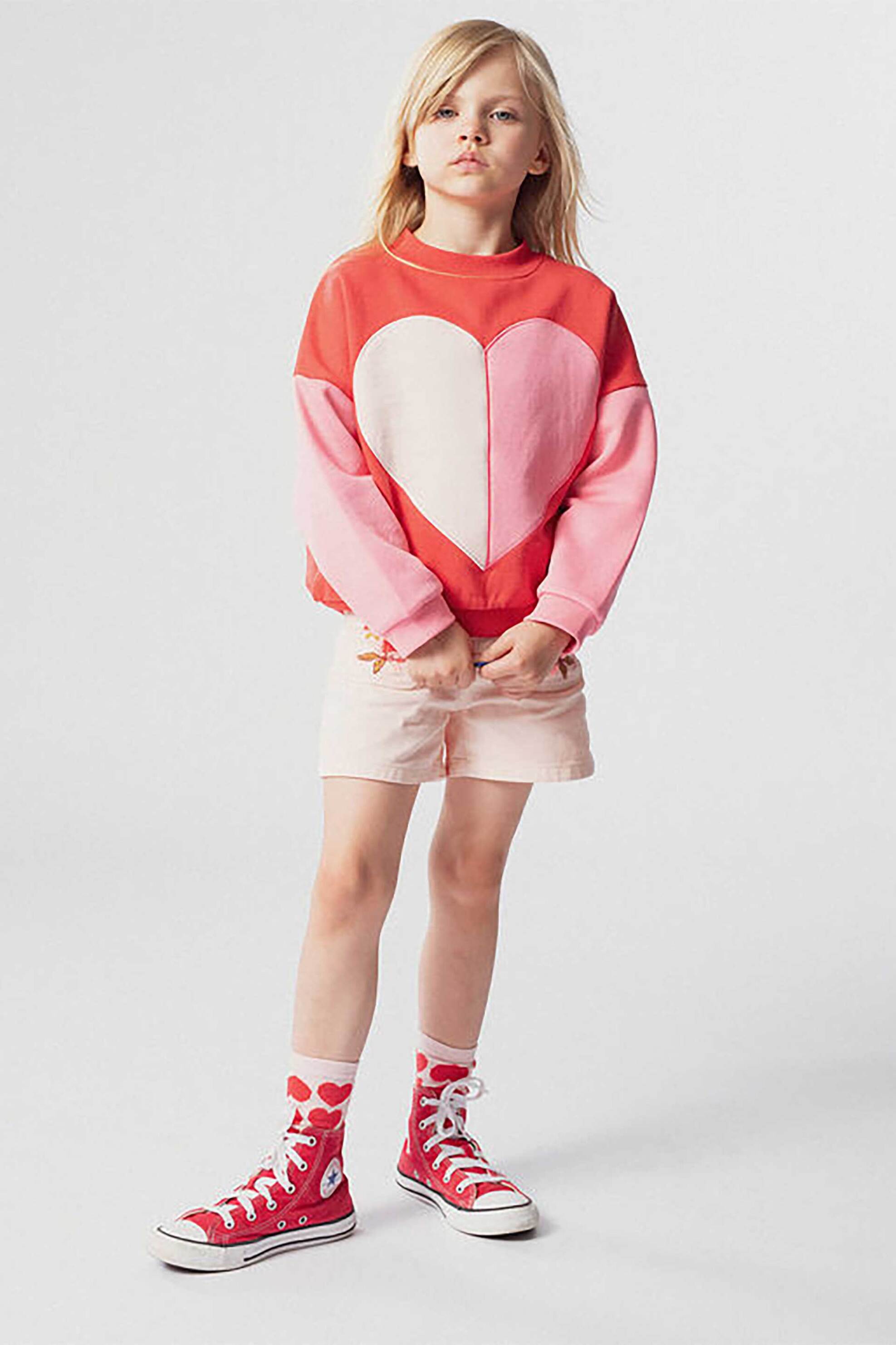 DPAM παιδική μπλούζα φούτερ με σχέδιο καρδιά - 365114 Κόκκινο