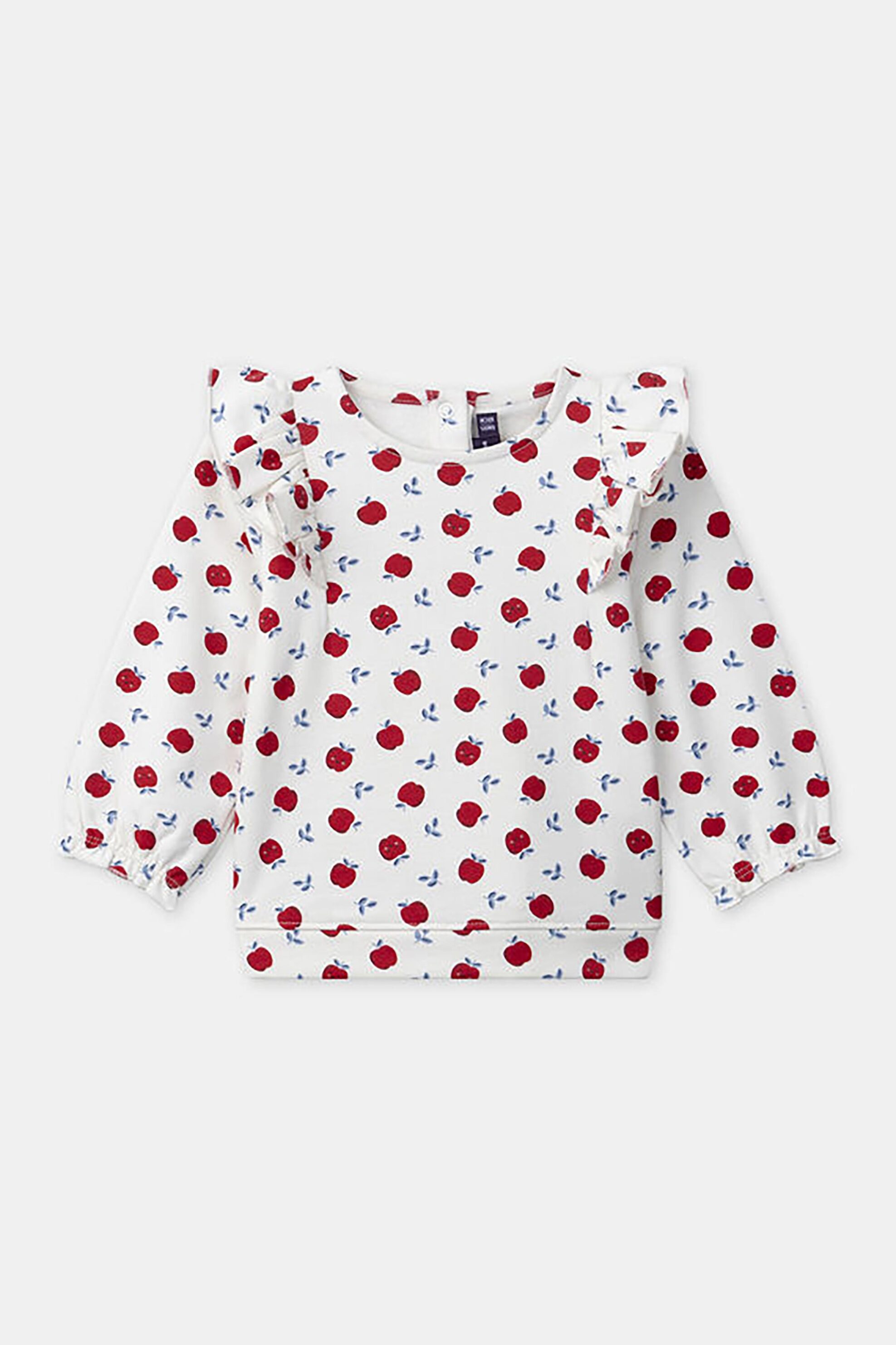 DPAM βρεφικό σετ με μπλούζα και ribbed κολάν με σχέδιο μηλαράκια (2 τεμάχια) - 366175 Λευκό φωτογραφία