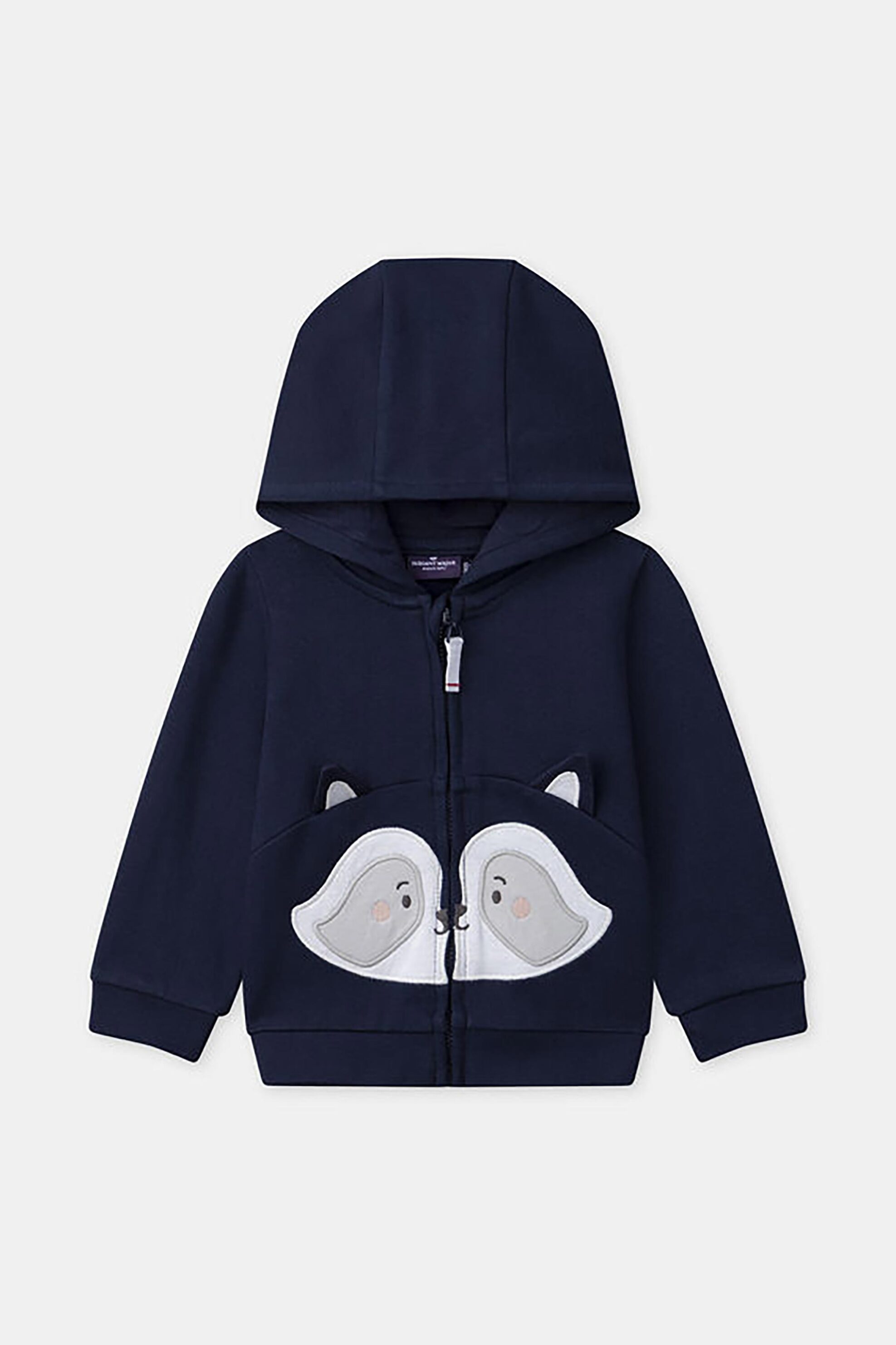 DPAM DPAM βρεφική ζακέτα φούτερ με κουκούλα και σχέδιο ρακούν - 366223 Μπλε Σκούρο