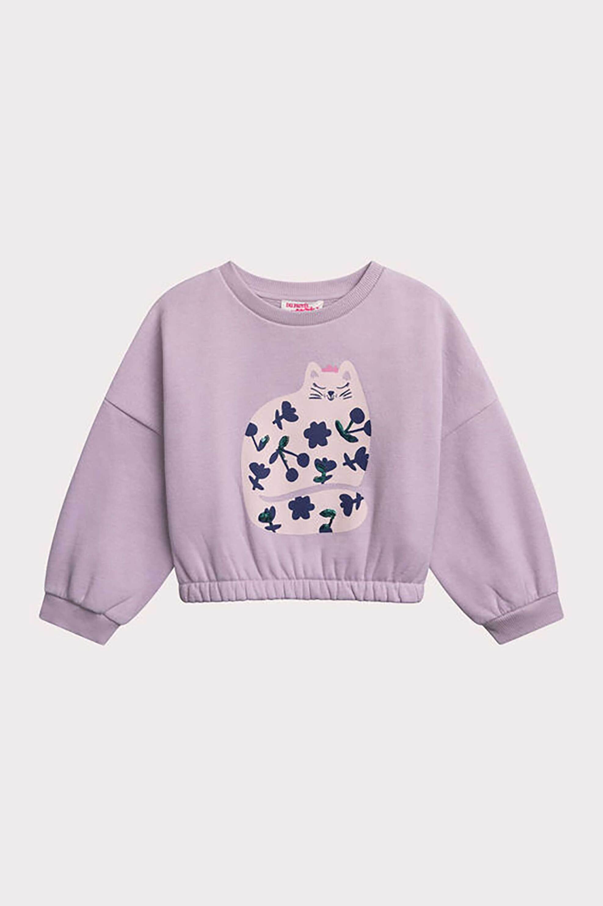 DPAM παιδική μπλούζα φούτερ με σχέδιο γατούλα - 365758 Λιλά φωτογραφία