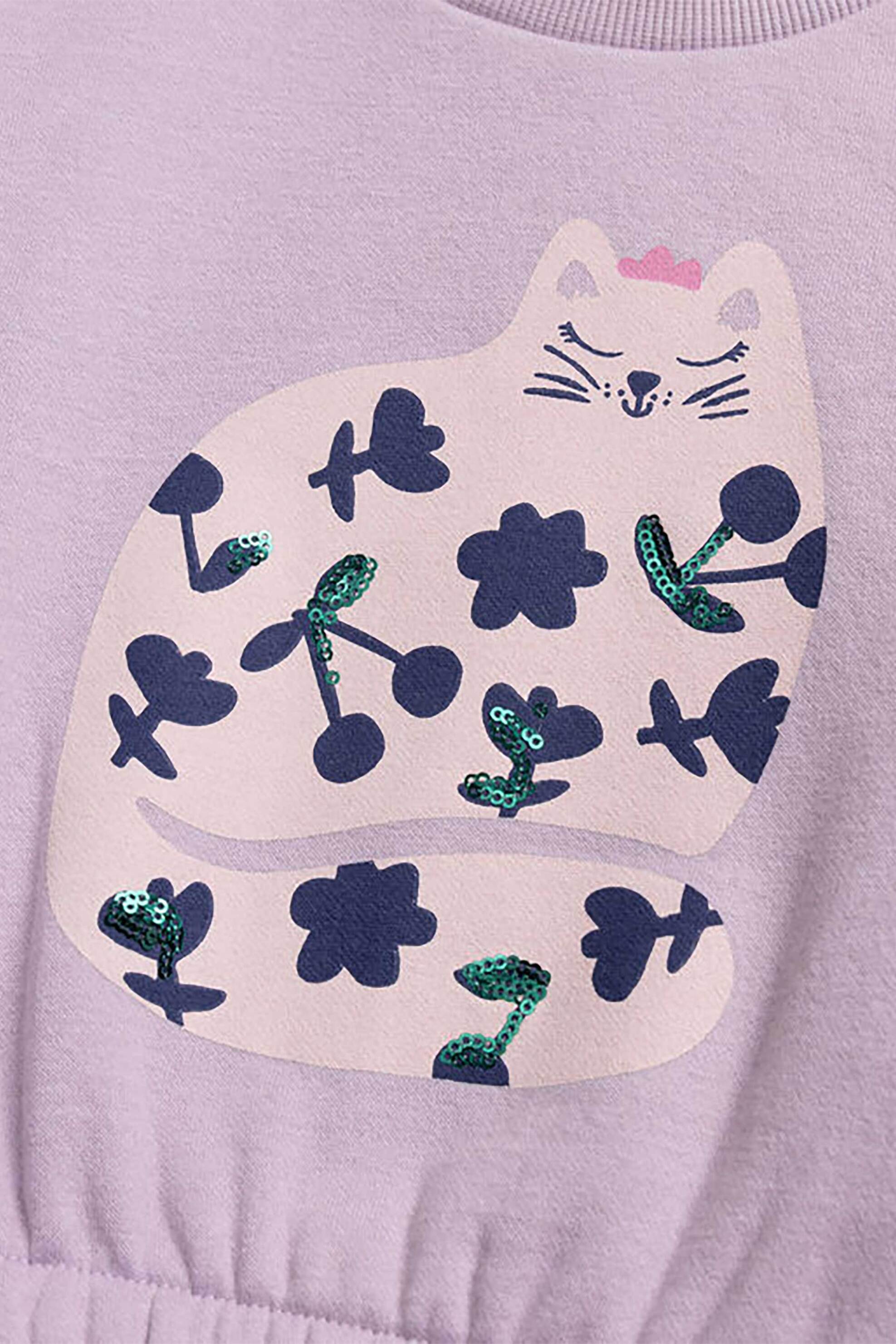 DPAM παιδική μπλούζα φούτερ με σχέδιο γατούλα - 365758 Λιλά φωτογραφία