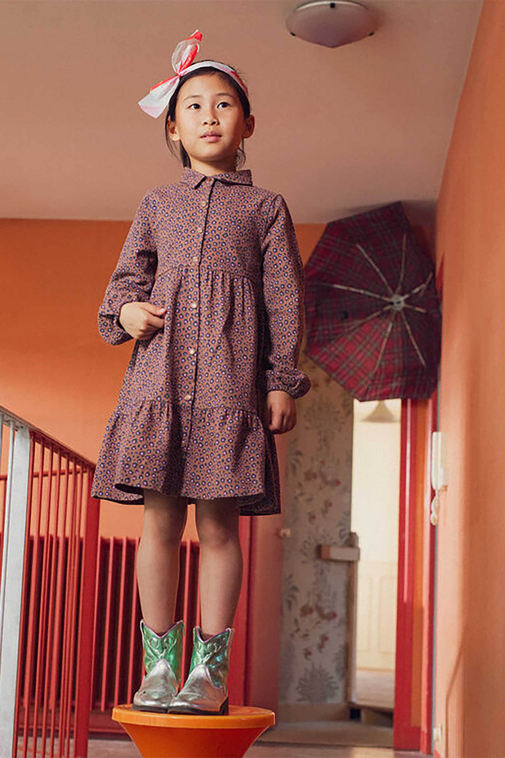 DPAM παιδικό φόρεμα σεμιζιέ με leopard print - 365770 Καφέ