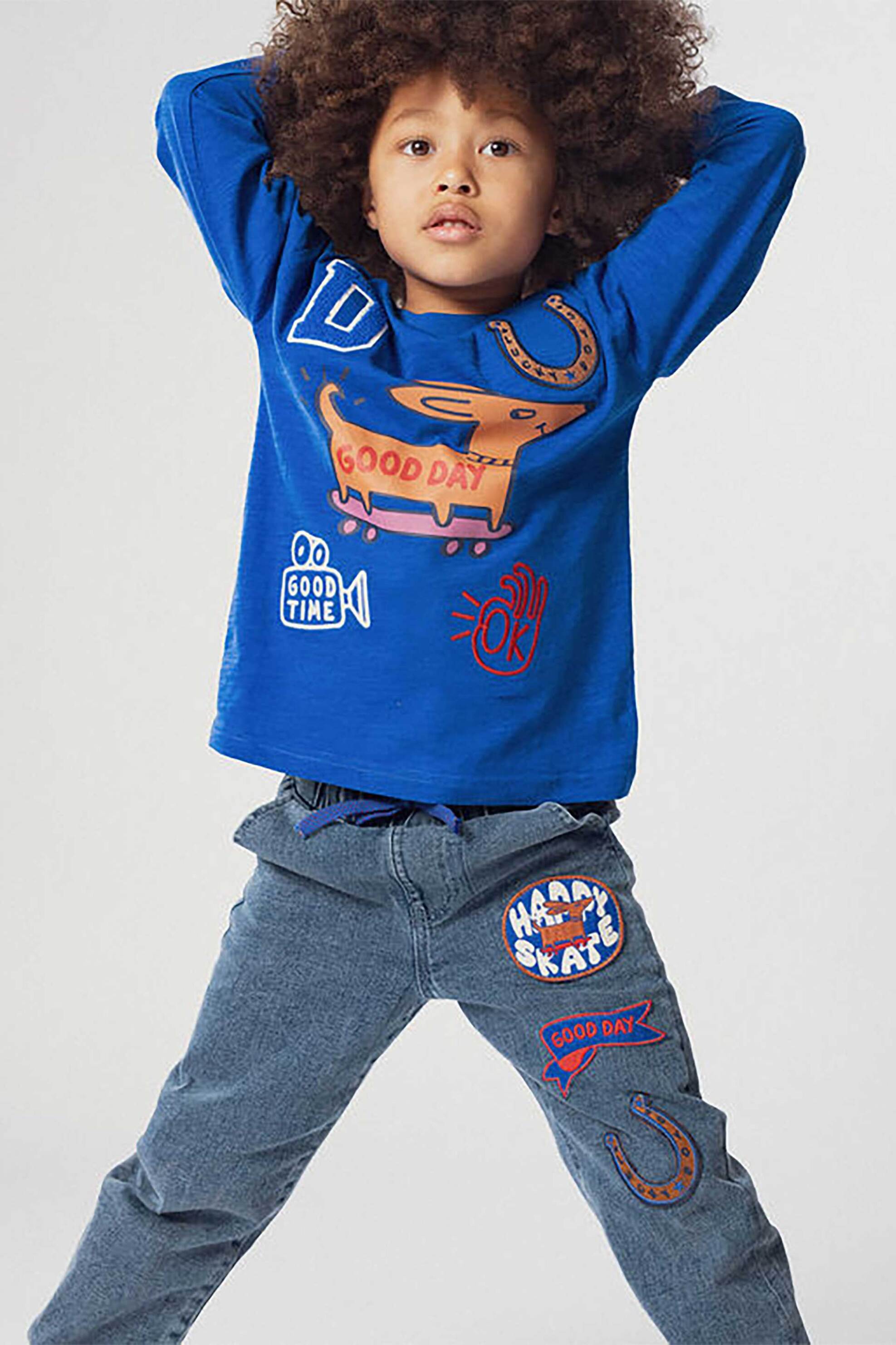 DPAM παιδική μακρυμάνικη μπλούζα με σχέδιο Good Day - 365809 Μπλε