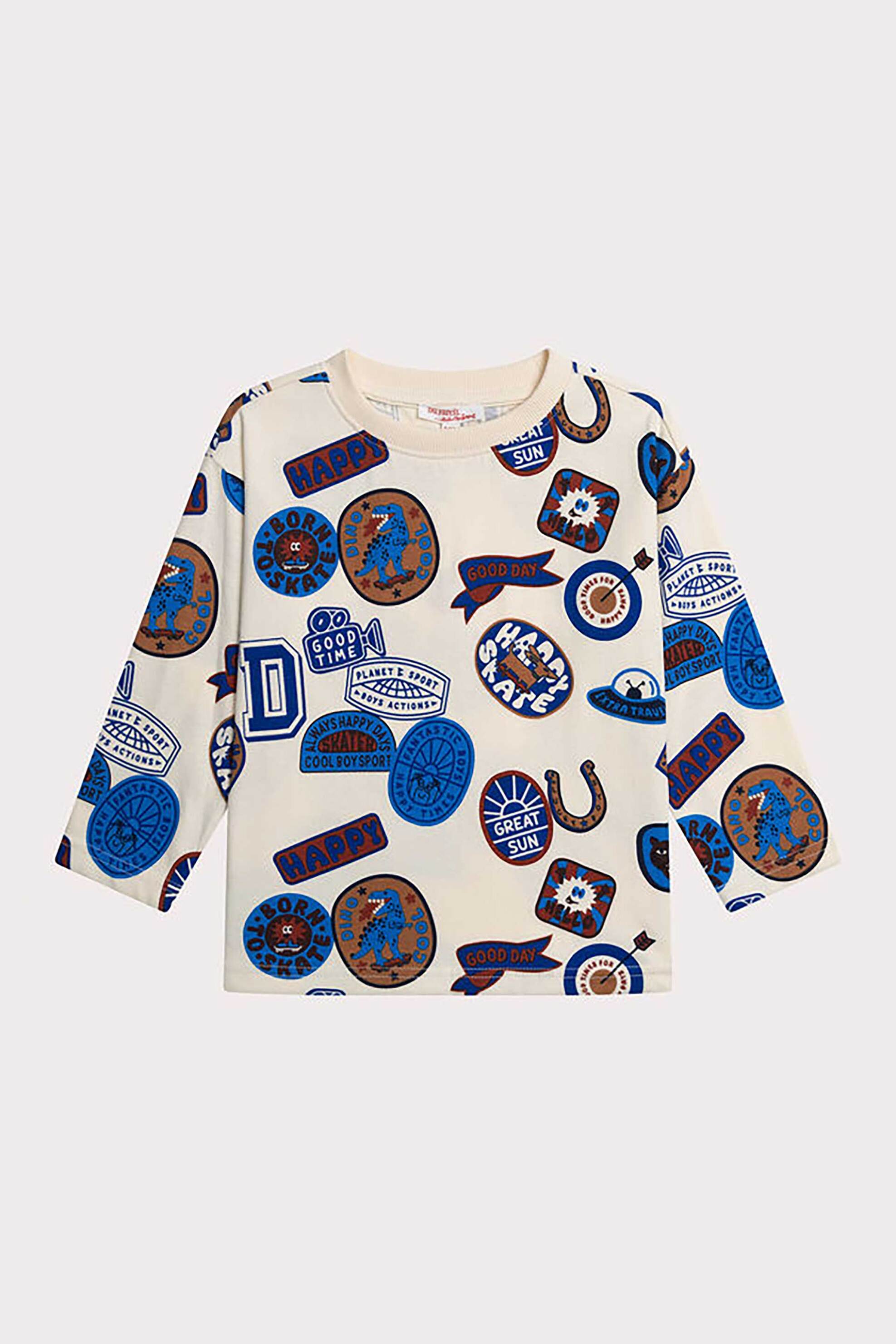 DPAM DPAM παιδική μακρυμάνικη μπλούζα με σχέδια Dino Cool - 365816 Μπλε