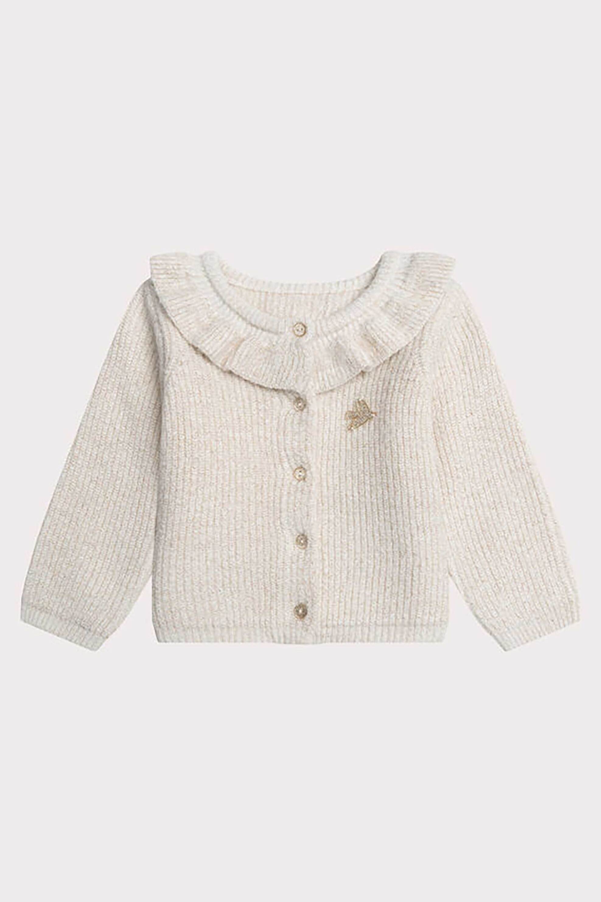 DPAM DPAM βρεφική πλεκτή ζακέτα με βολάν στο γιακά - 365848 Εκρού