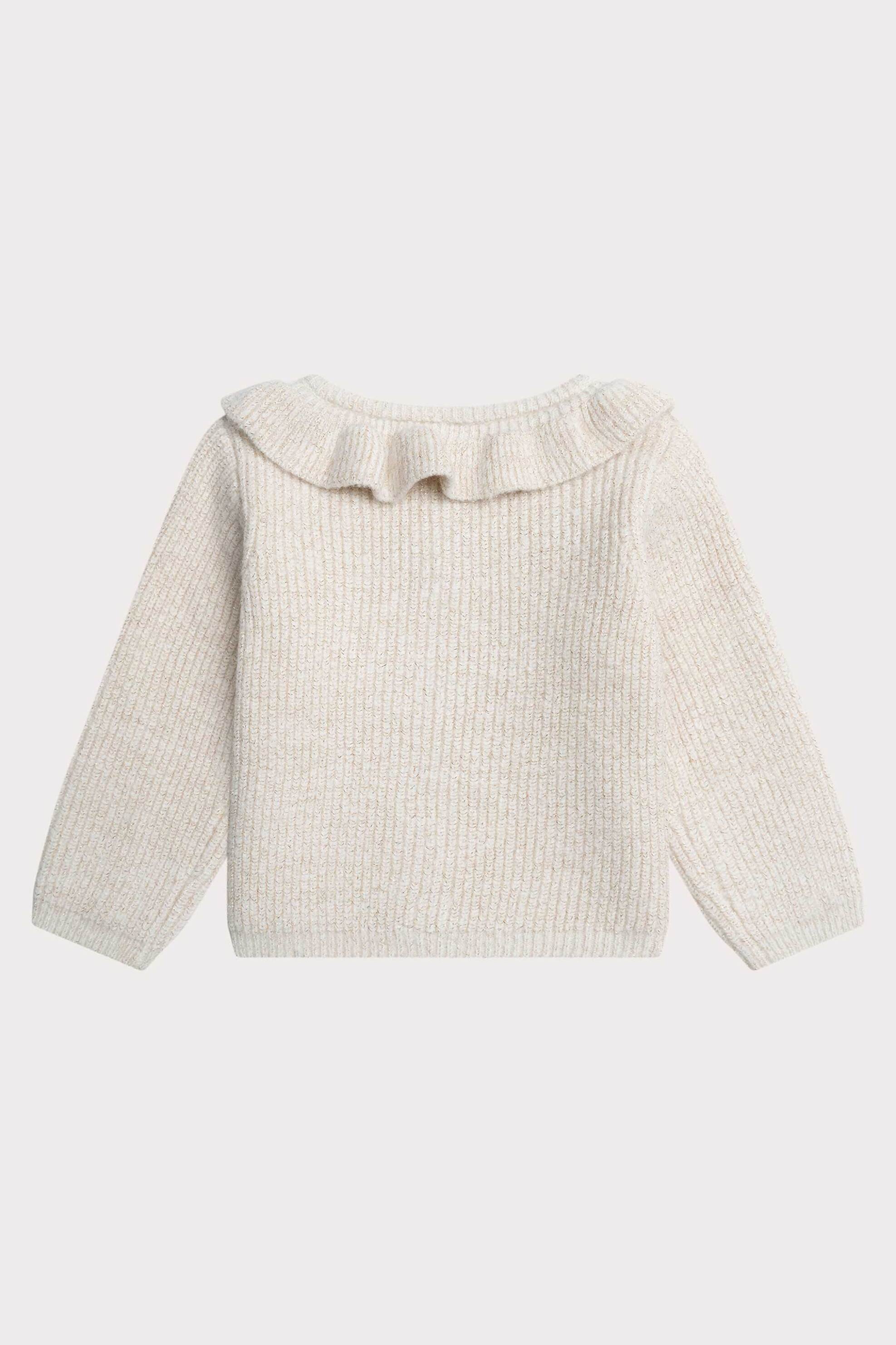 DPAM βρεφική πλεκτή ζακέτα με βολάν στο γιακά - 365848 Εκρού φωτογραφία