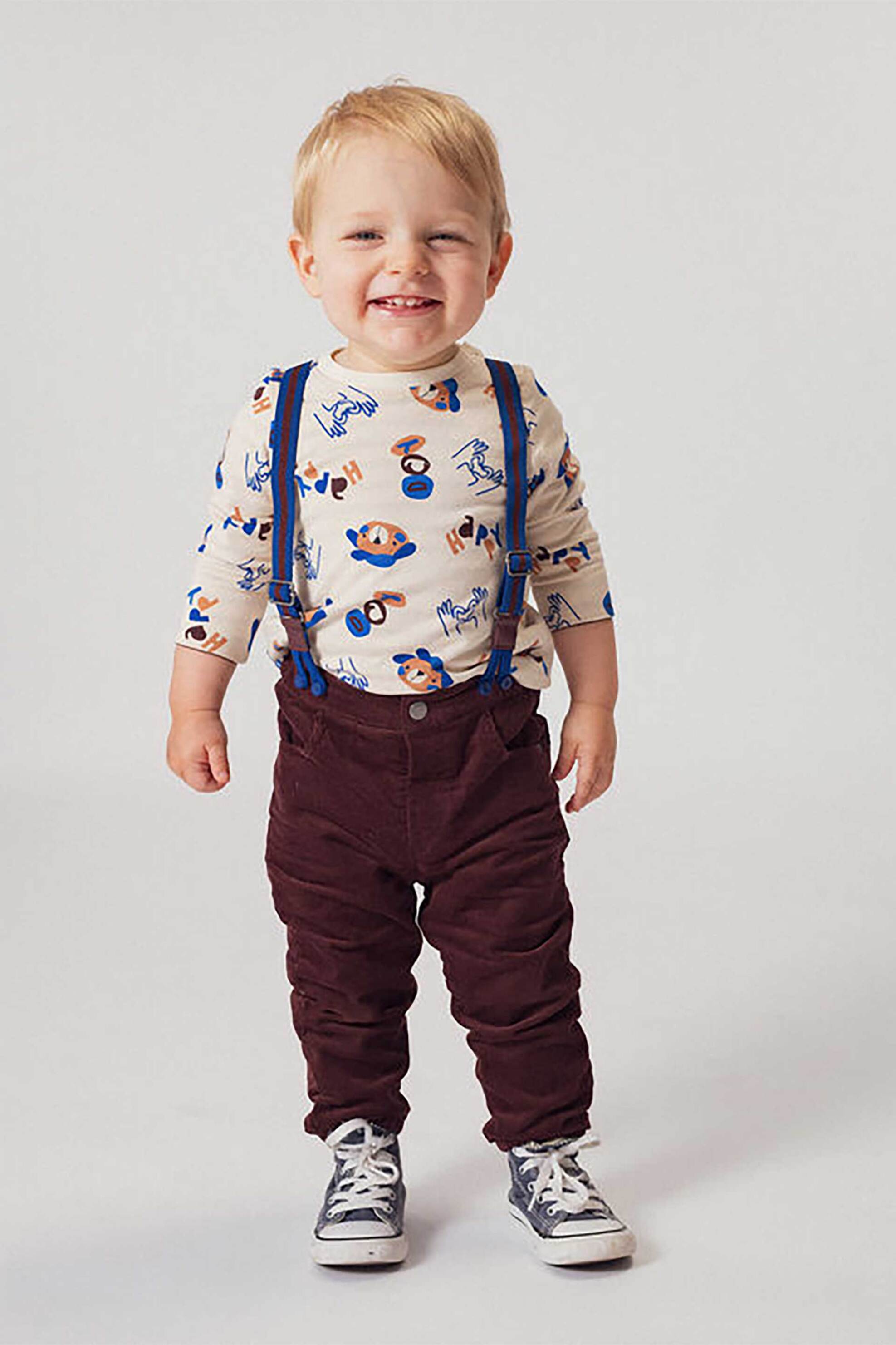 DPAM DPAM βρεφικό κοτλέ παντελόνι με τιράντες - 365856 Καφέ