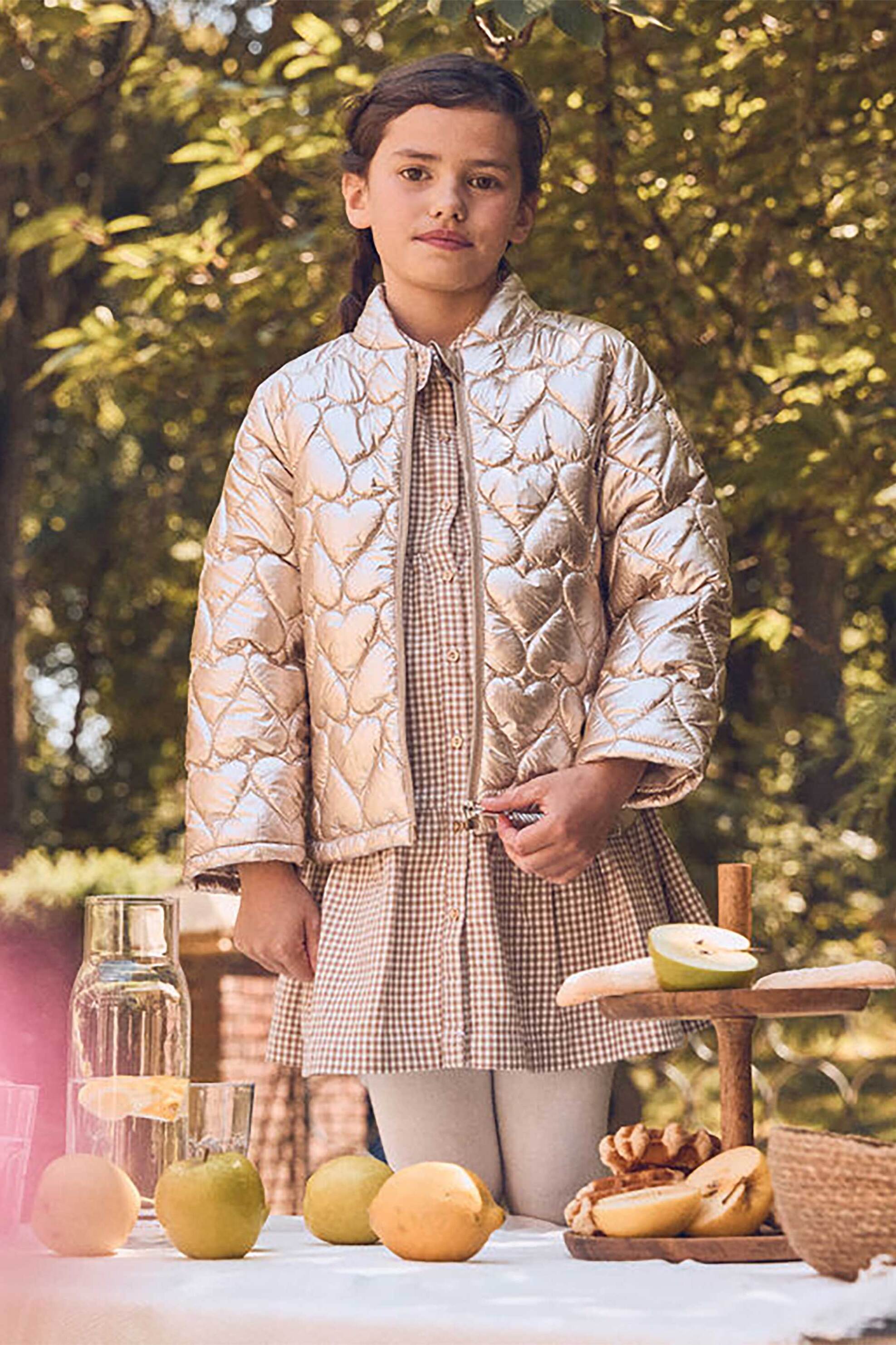 DPAM DPAM παιδικό μπουφάν μεταλλιζέ με σχέδιο καρδούλες - 366062 Χρυσό