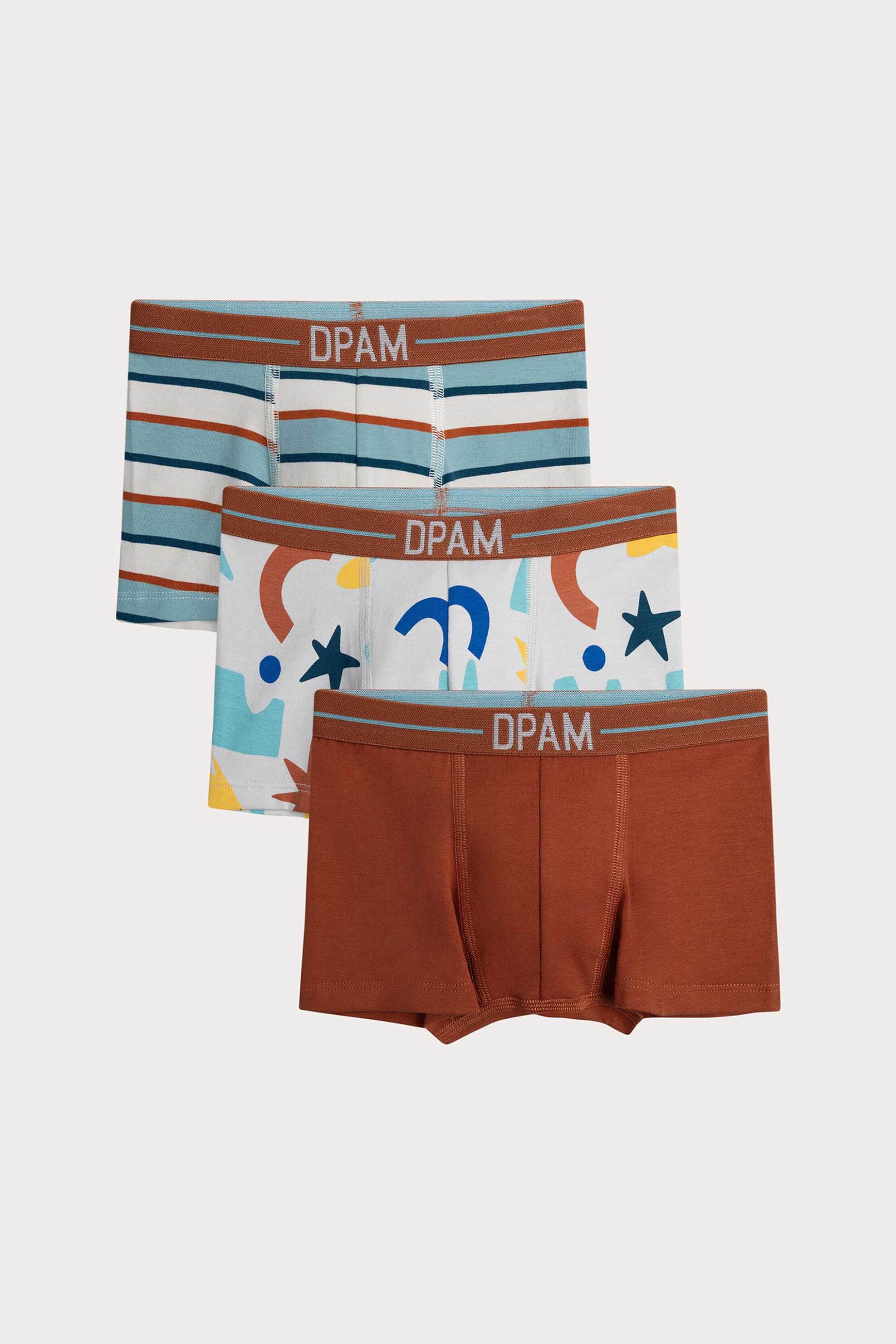 DPAM DPAM σετ παιδικά εσώρουχα σε διάφορα σχέδια και χρώματα (3 τεμάχια) - 366000 Καφέ