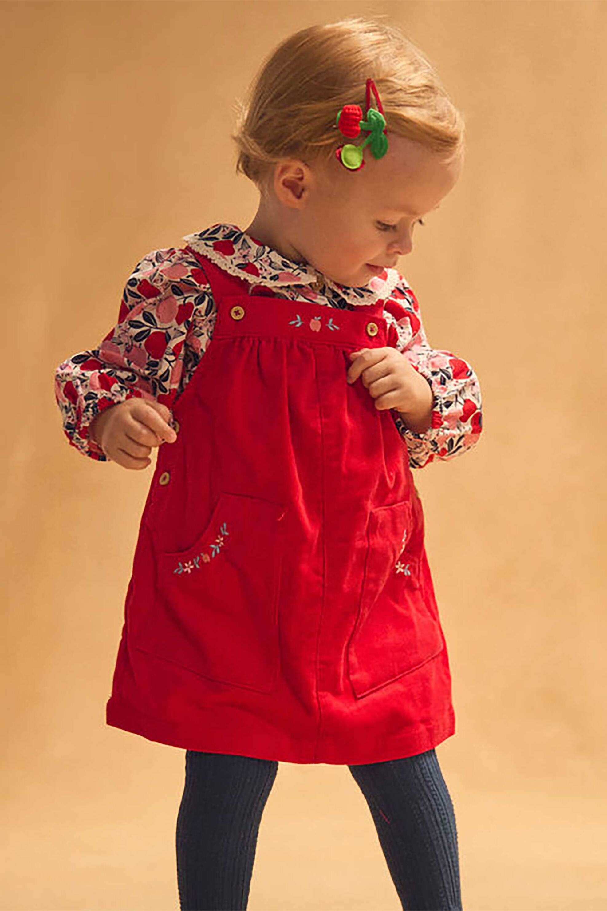 DPAM DPAM βρεφικό φόρεμα με τιράντες και κεντητά σχέδια - 366160 Κόκκινο