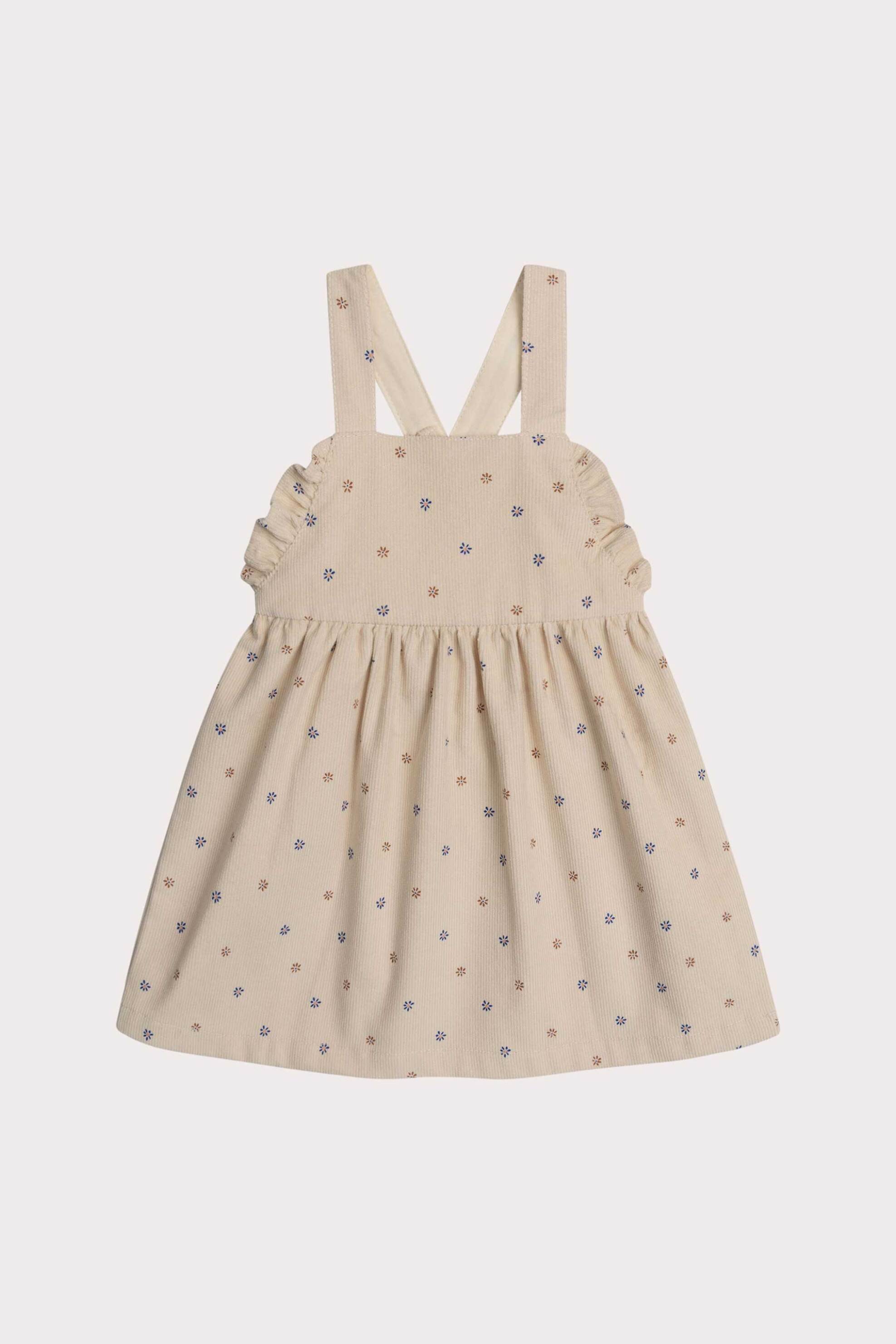 DPAM DPAM βρεφικό φόρεμα αμάνικο κοτλέ με σχέδιο λουλουδάκια - 366807 Μπεζ