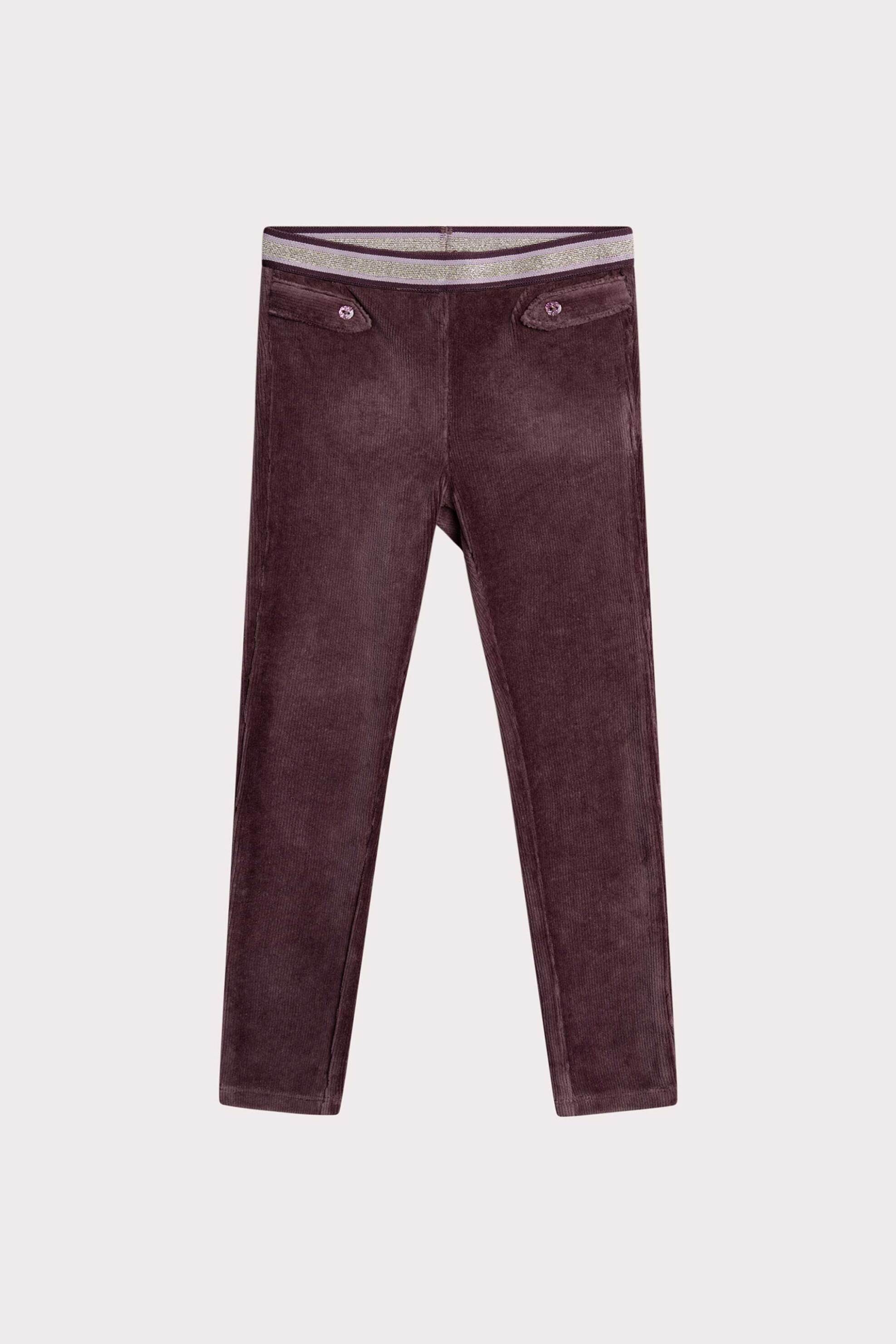 DPAM DPAM παιδικό παντελόνι κοτλέ με contrast ελαστική μέση - 366911 Μοβ