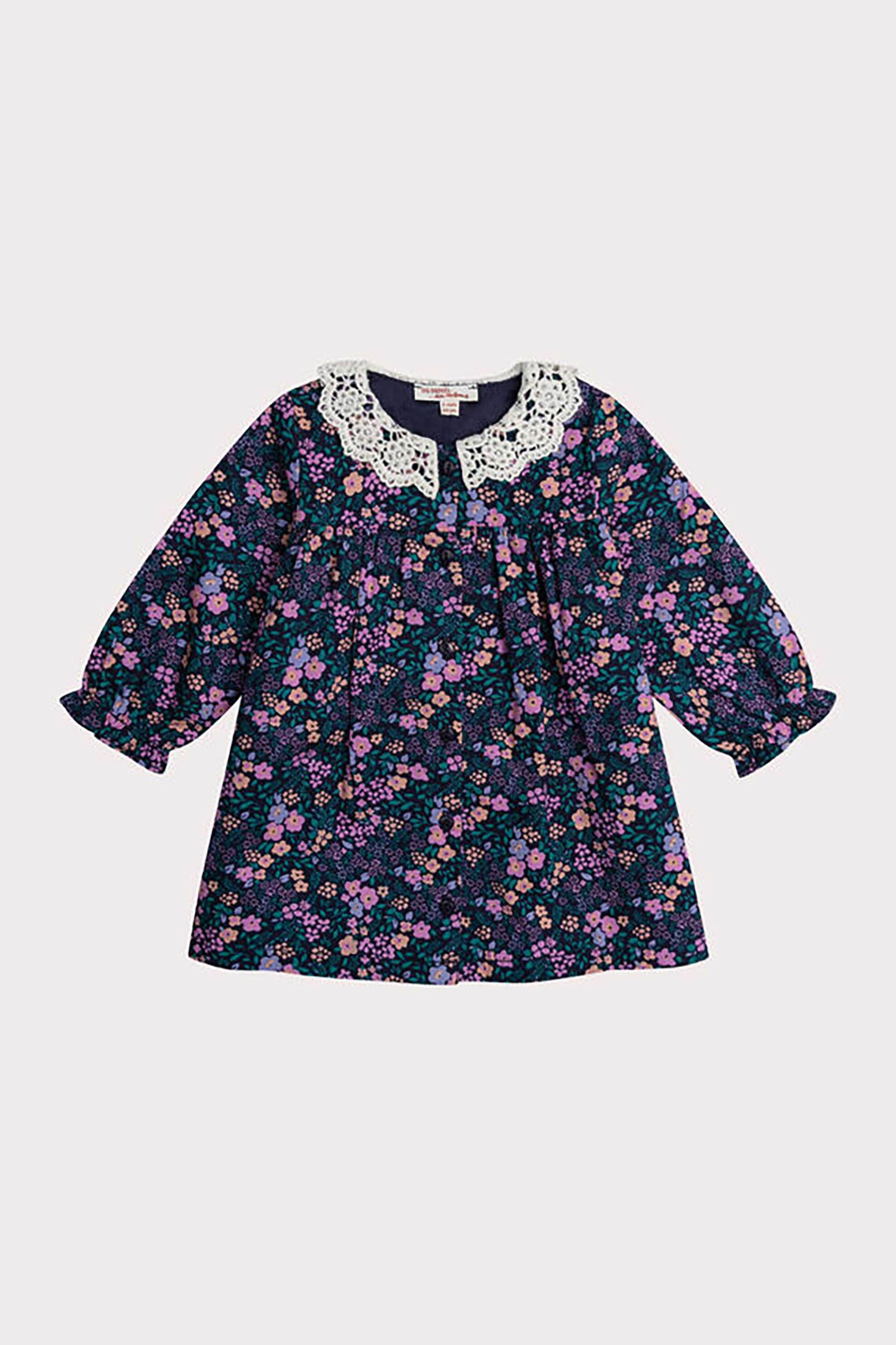 DPAM βρεφικό φόρεμα με floral print και γιακά από δαντέλα - 366798 Μοβ φωτογραφία