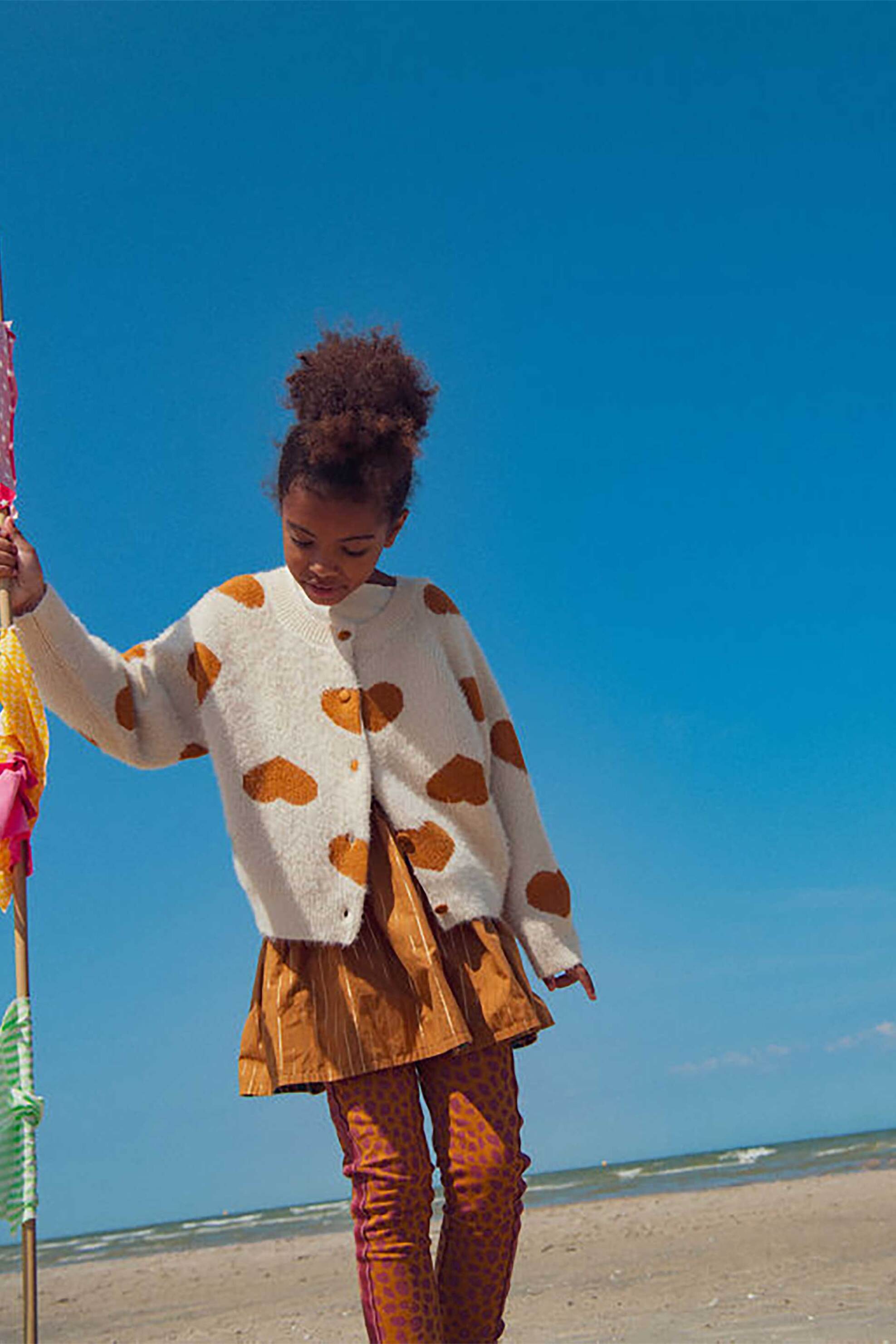 DPAM παιδική πλεκτή ζακέτα με καρδούλες - 367072 Εκρού