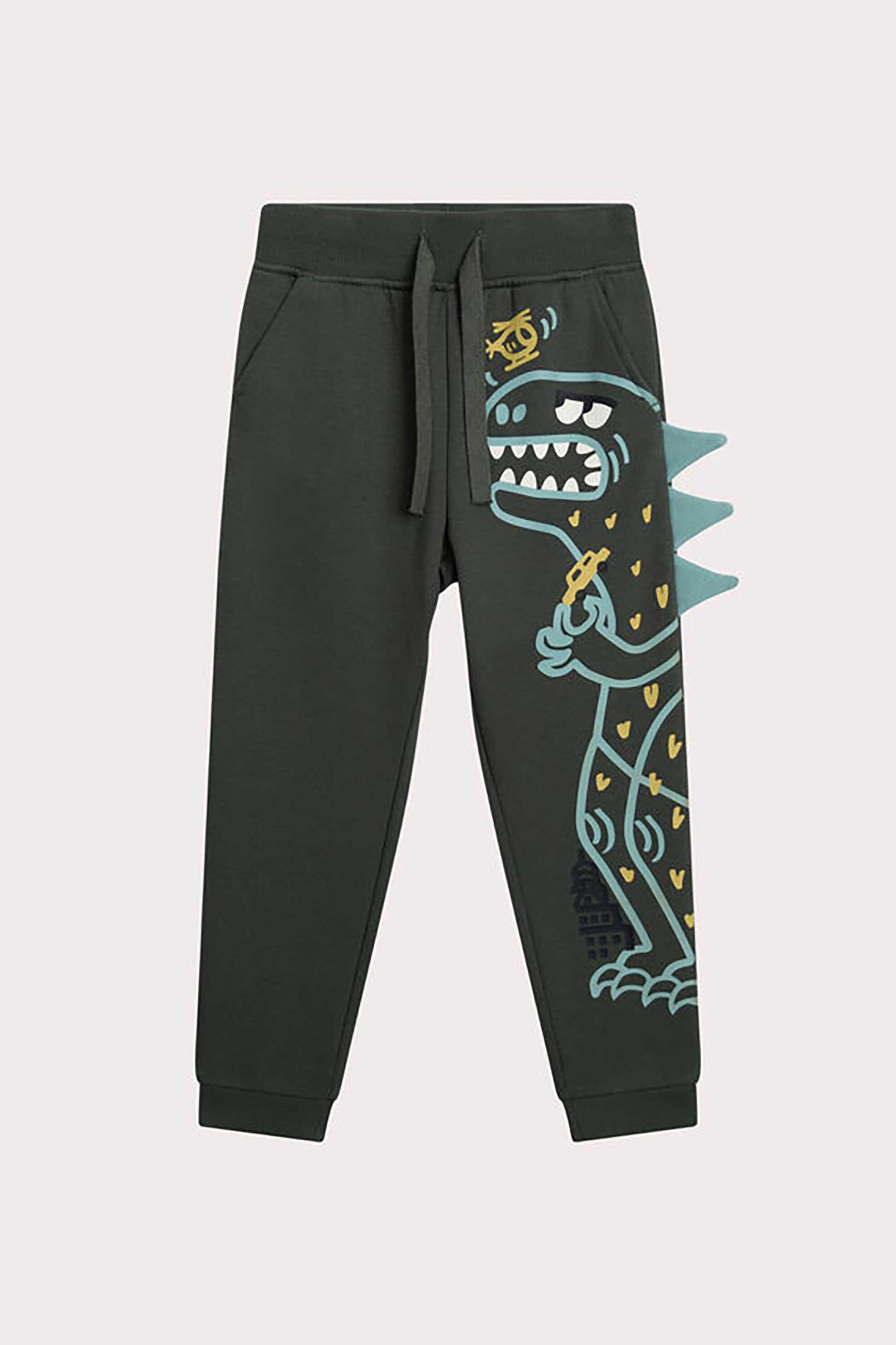 DPAM παιδικό παντελόνι φόρμας με 3d σχέδιο δεινόσαυρος - 367125 Χακί
