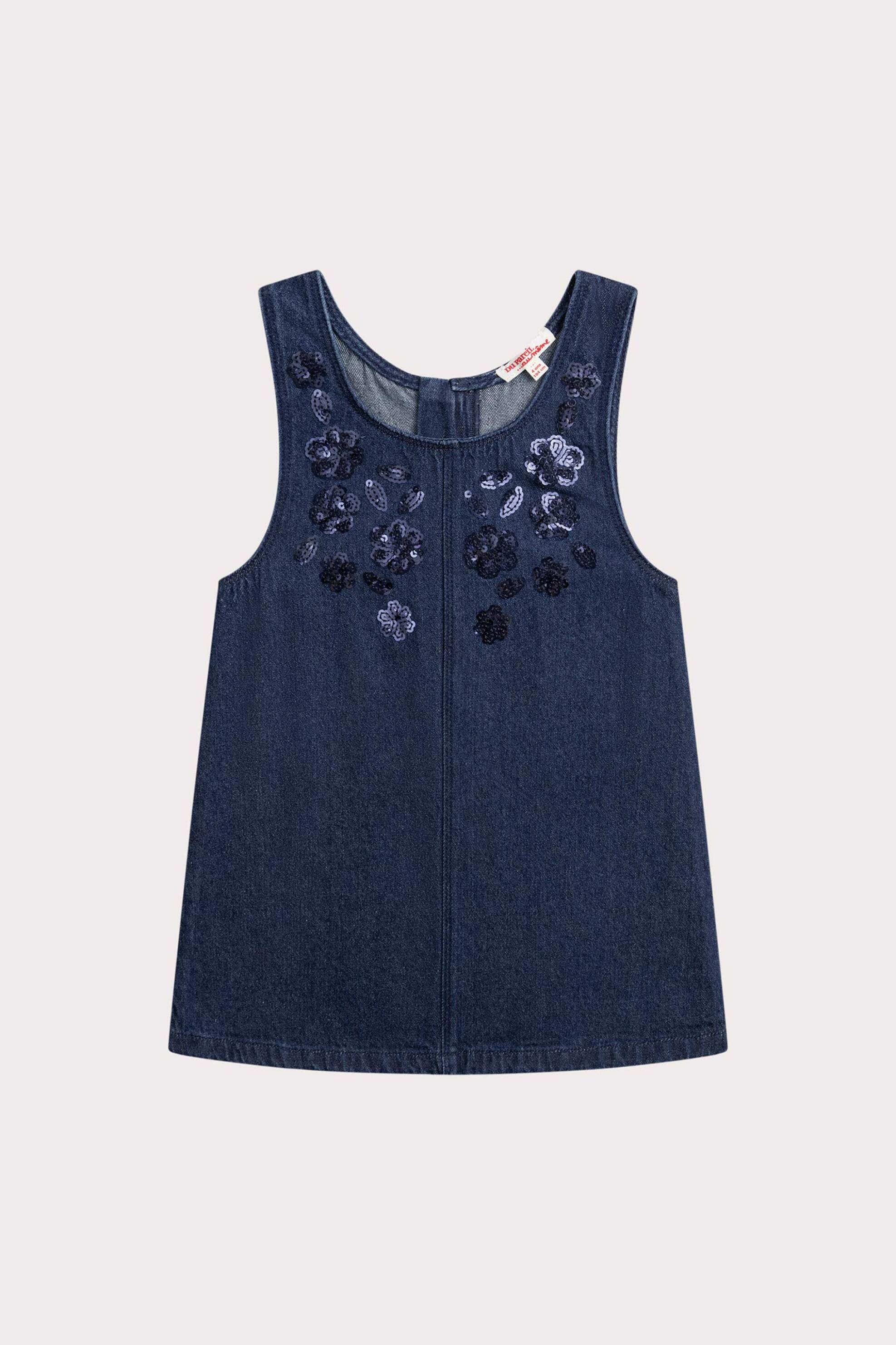 DPAM παιδικό denim φόρεμα αμάνικο με λουλούδια από πούλιες - 366752 Denim Blue Σκούρο φωτογραφία