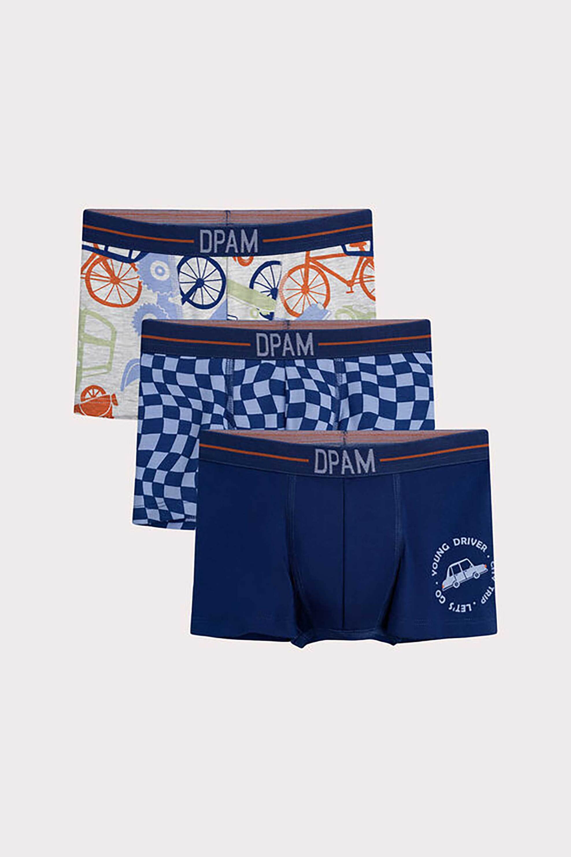 DPAM DPAM σετ παιδικά εσώρουχα σε διάφορα σχέδια και χρώματα (3 τεμάχια) - 367013 Μπλε