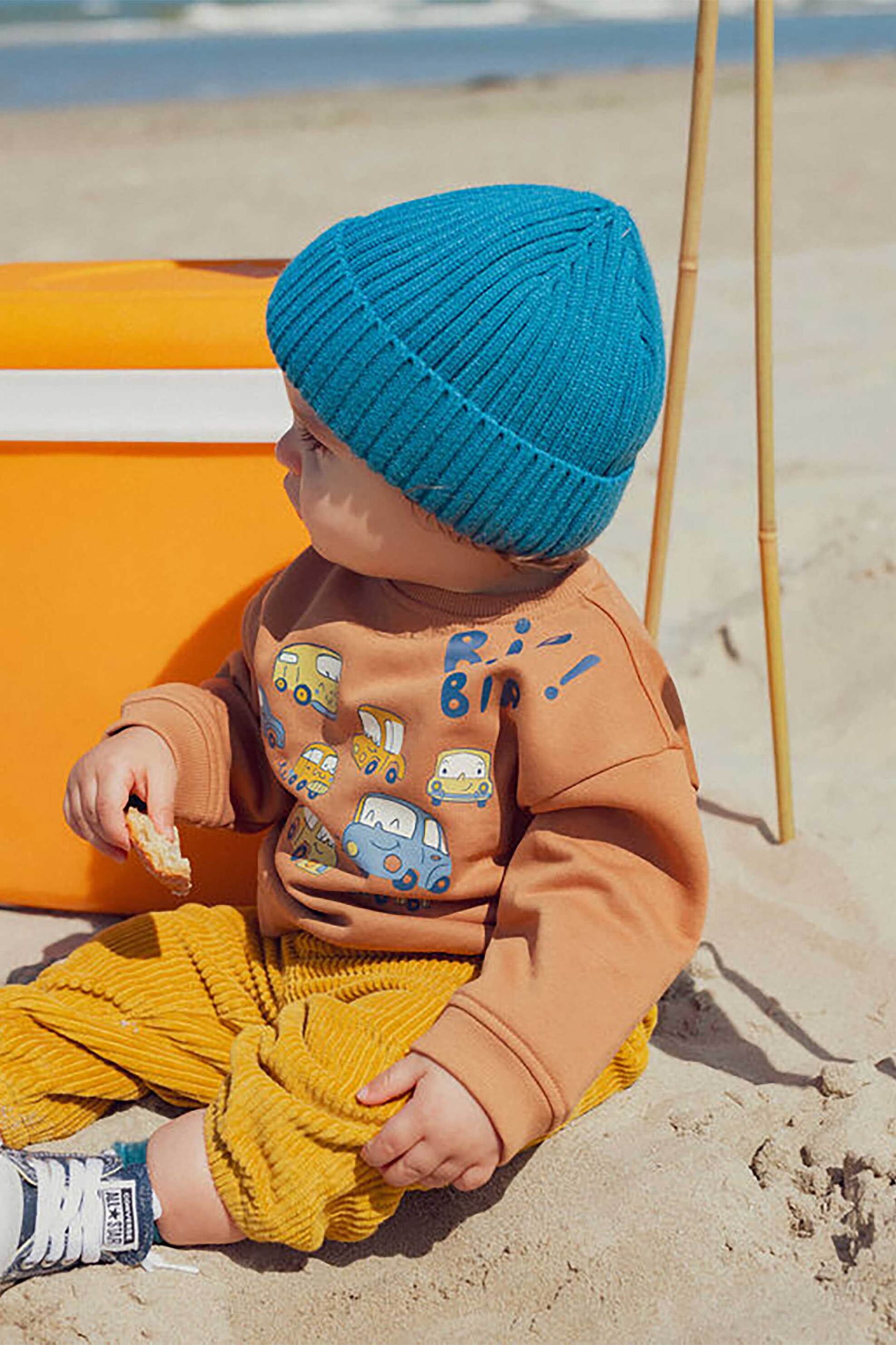 DPAM DPAM βρεφική μπλούζα φούτερ με print αυτοκινητάκια - 367240 Καφέ