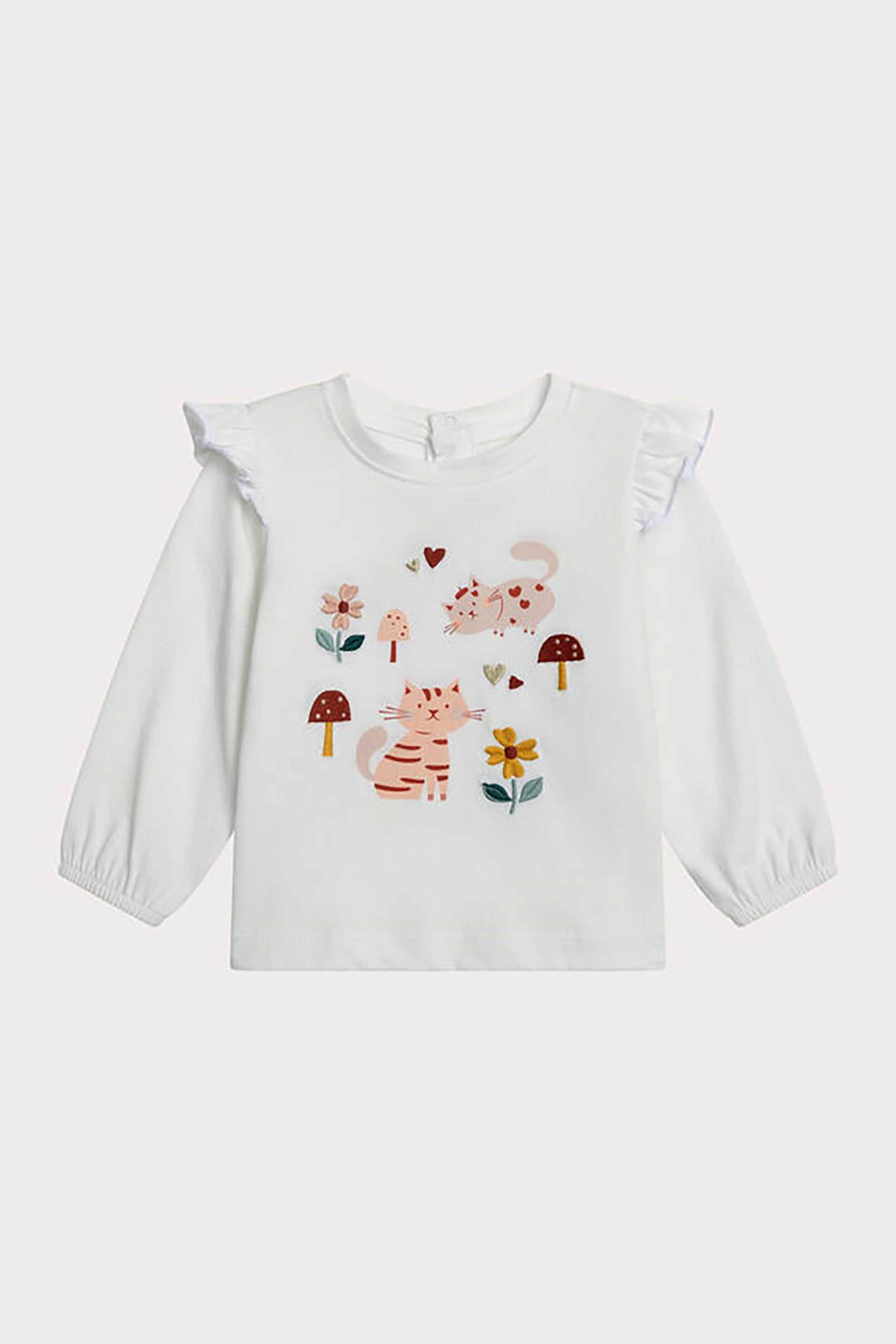 DPAM DPAM βρεφική μπλούζα με γατούλες - 367204 Λευκό