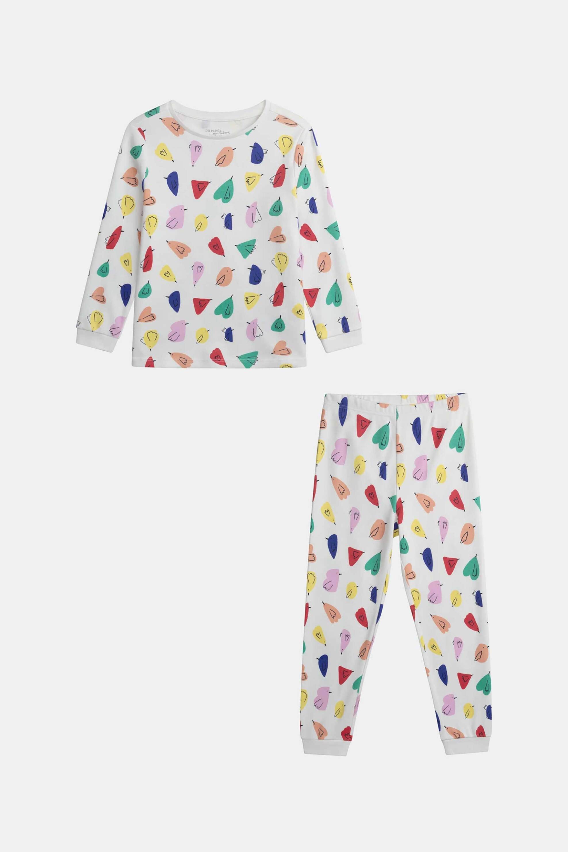 DPAM σετ παιδικές πιτζάμες για κορίτσια "Colourful Birds" - 370289 Λευκό