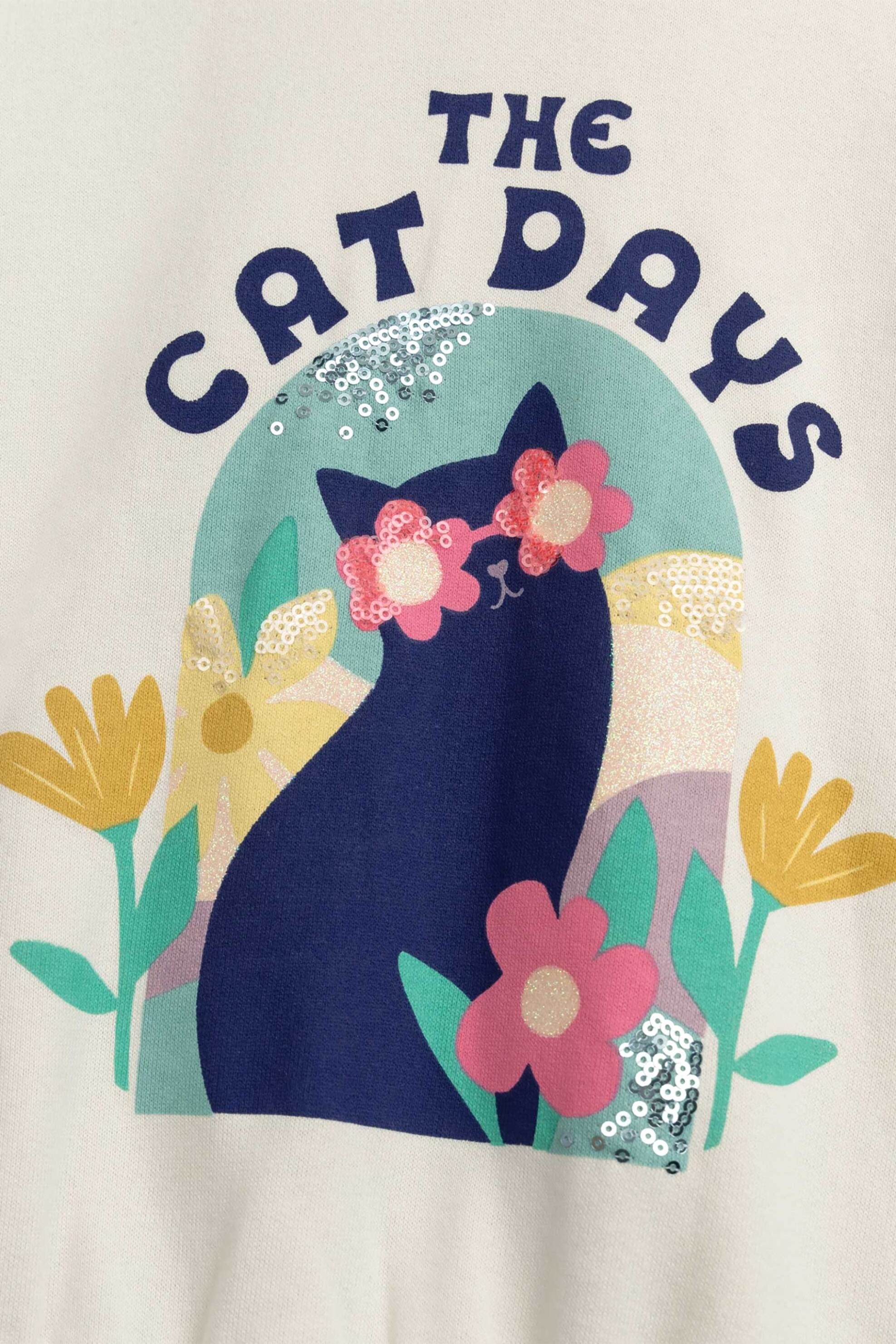 DPAM παιδικό φούτερ για κορίτσια "Cat Days" - 370311 Λευκό φωτογραφία