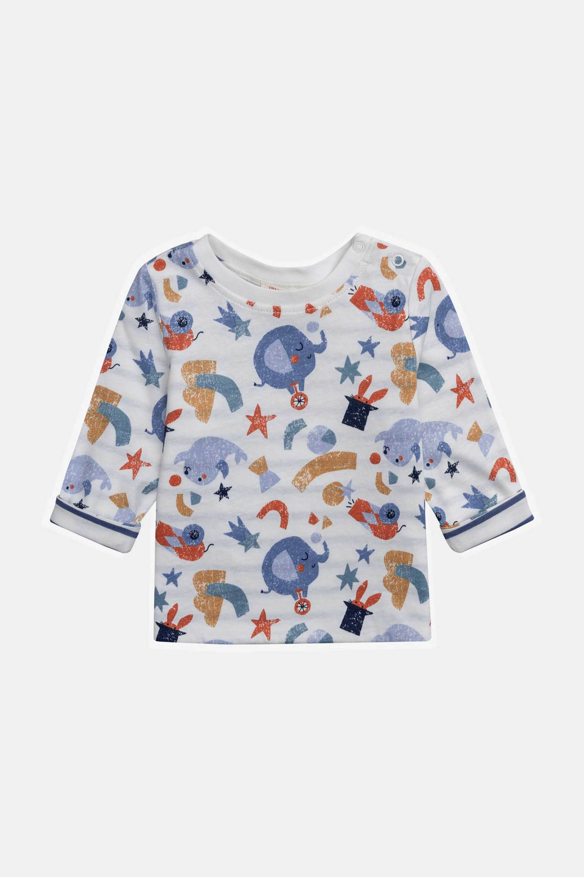 DPAM βρεφική μπλούζα για αγόρια 2 σε 1 "Stripped Circus" - 370478 Λευκό