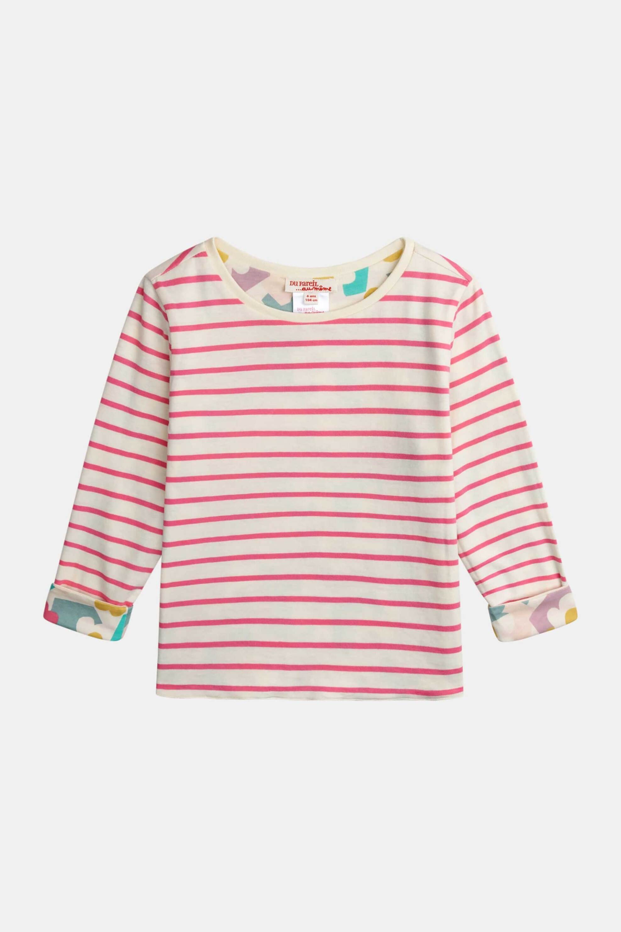 DPAM παιδική μπλούζα για κορίτσια 2 σε 1 "Stripped Abstract" - 370340 Ροζ