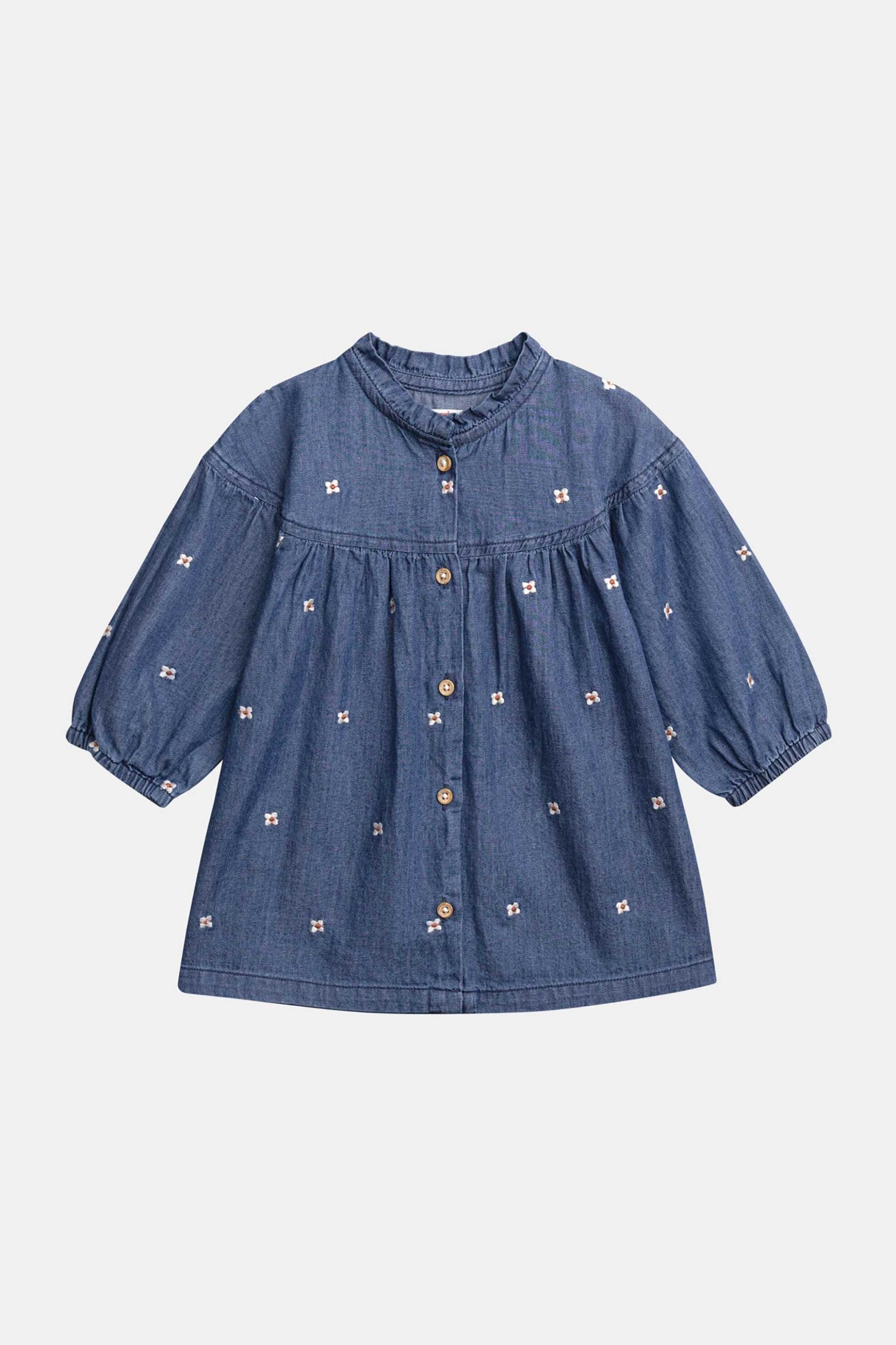 DPAM βρεφικό denim φόρεμα για κορίτσια "Daisies" - 370390 Denim Blue