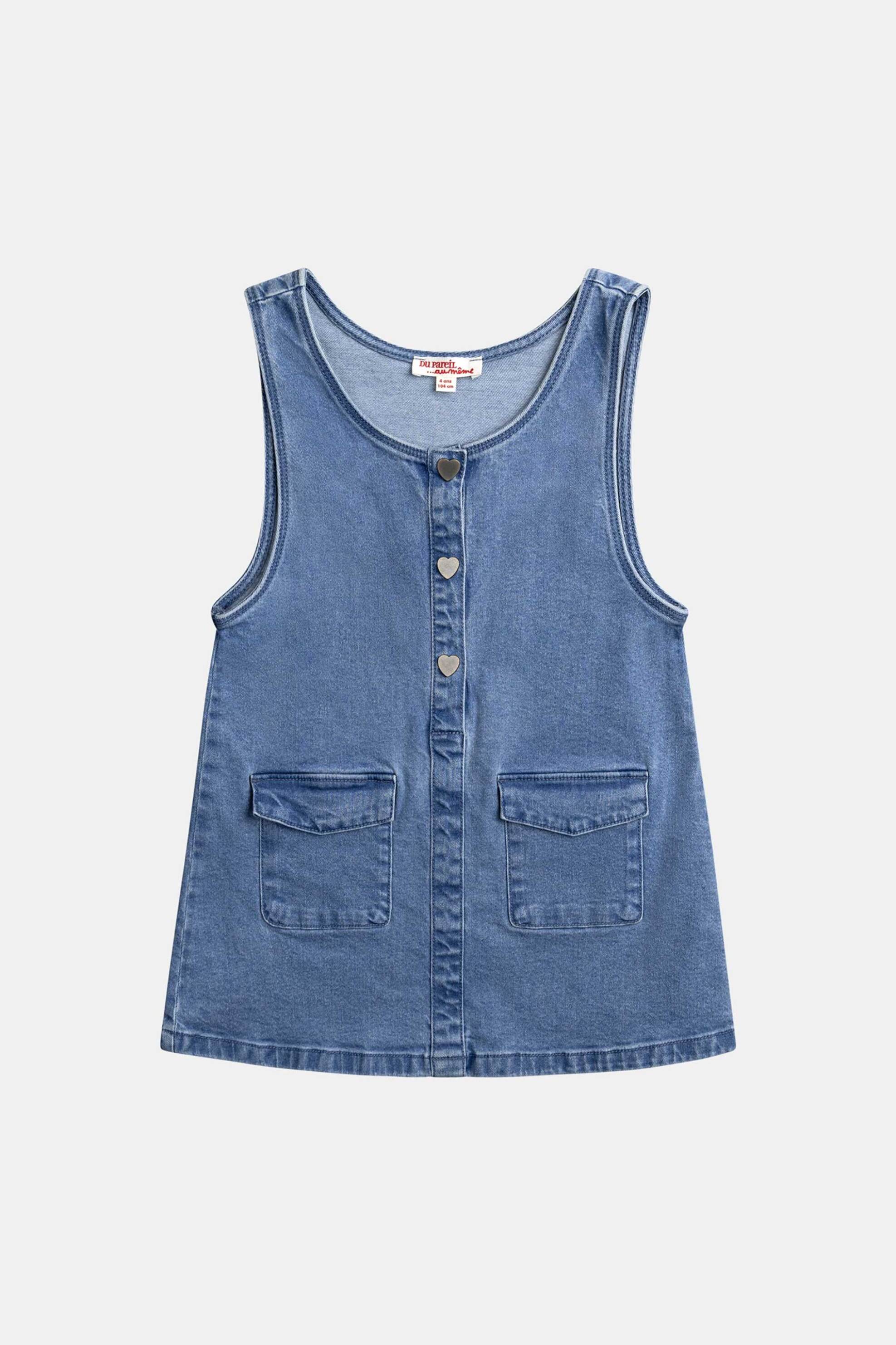 DPAM παιδικό αμάνικο denim φόρεμα για κορίτσια "Staple" - 371122 Denim Blue