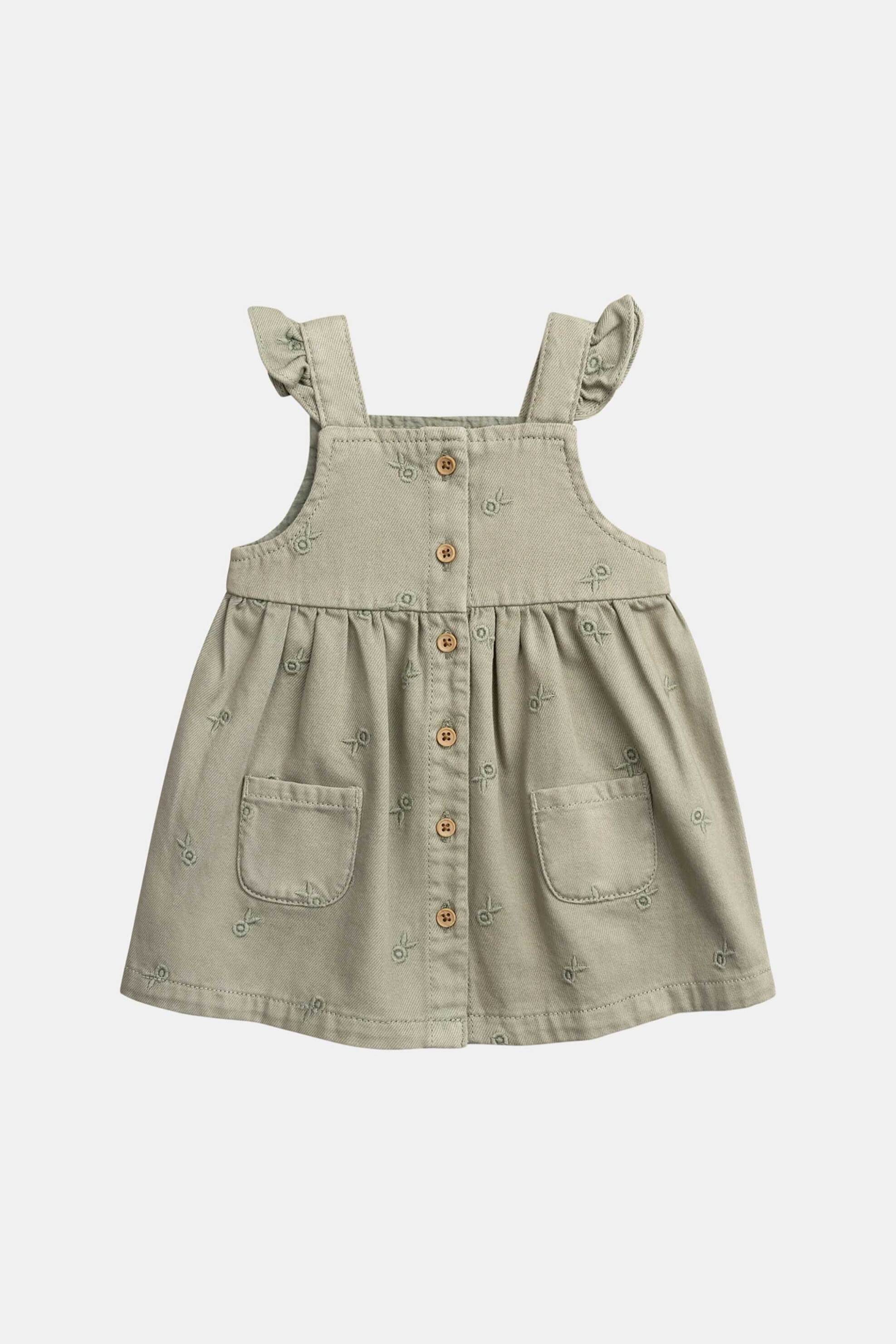 DPAM βρεφικό αμάνικο φόρεμα για κορίτσια "Olive Floral" - 371245 Λαδί