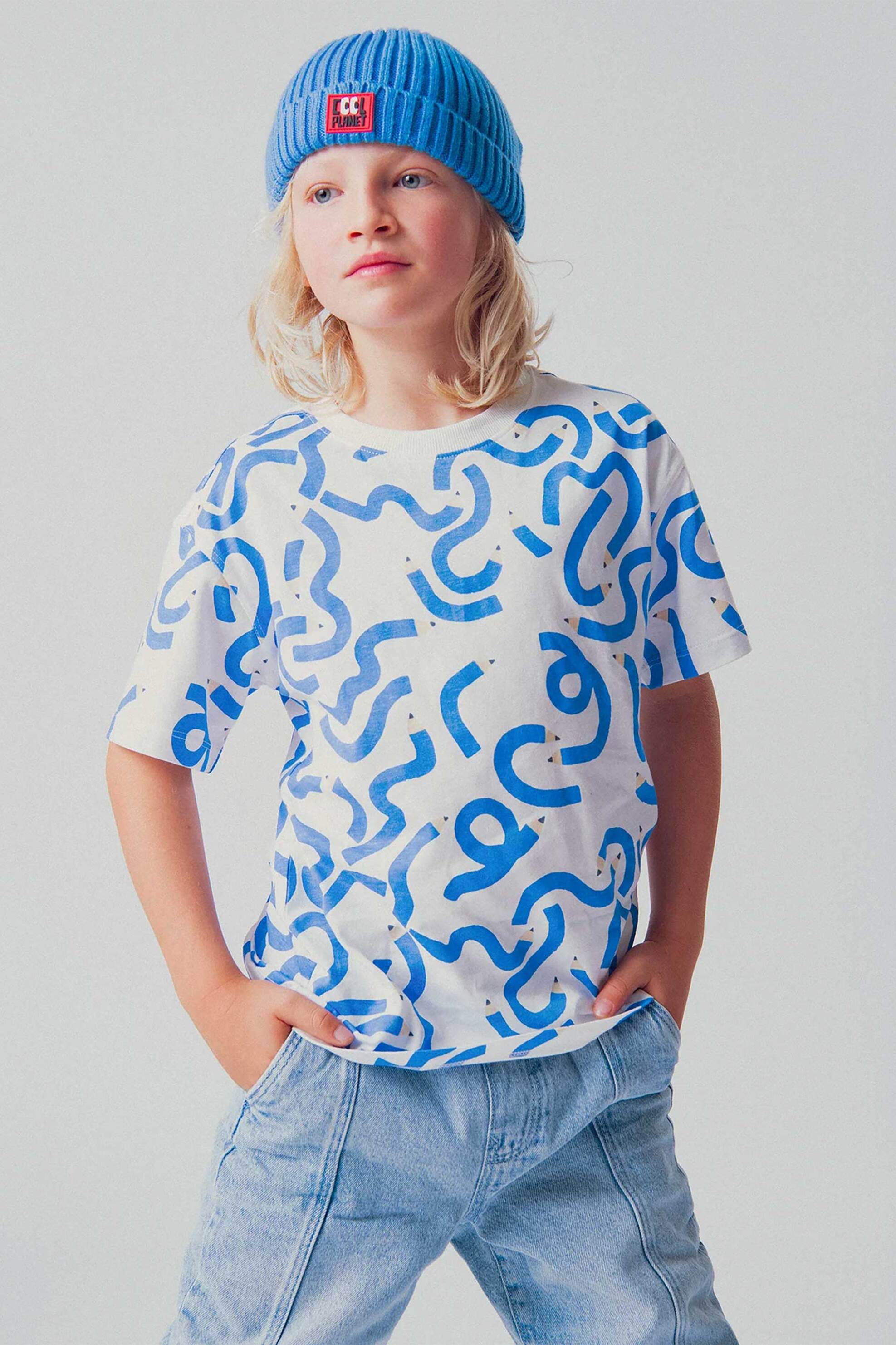 DPAM παιδική μπλούζα για αγόρια "Groovy Pencils" - 370970 Λευκό