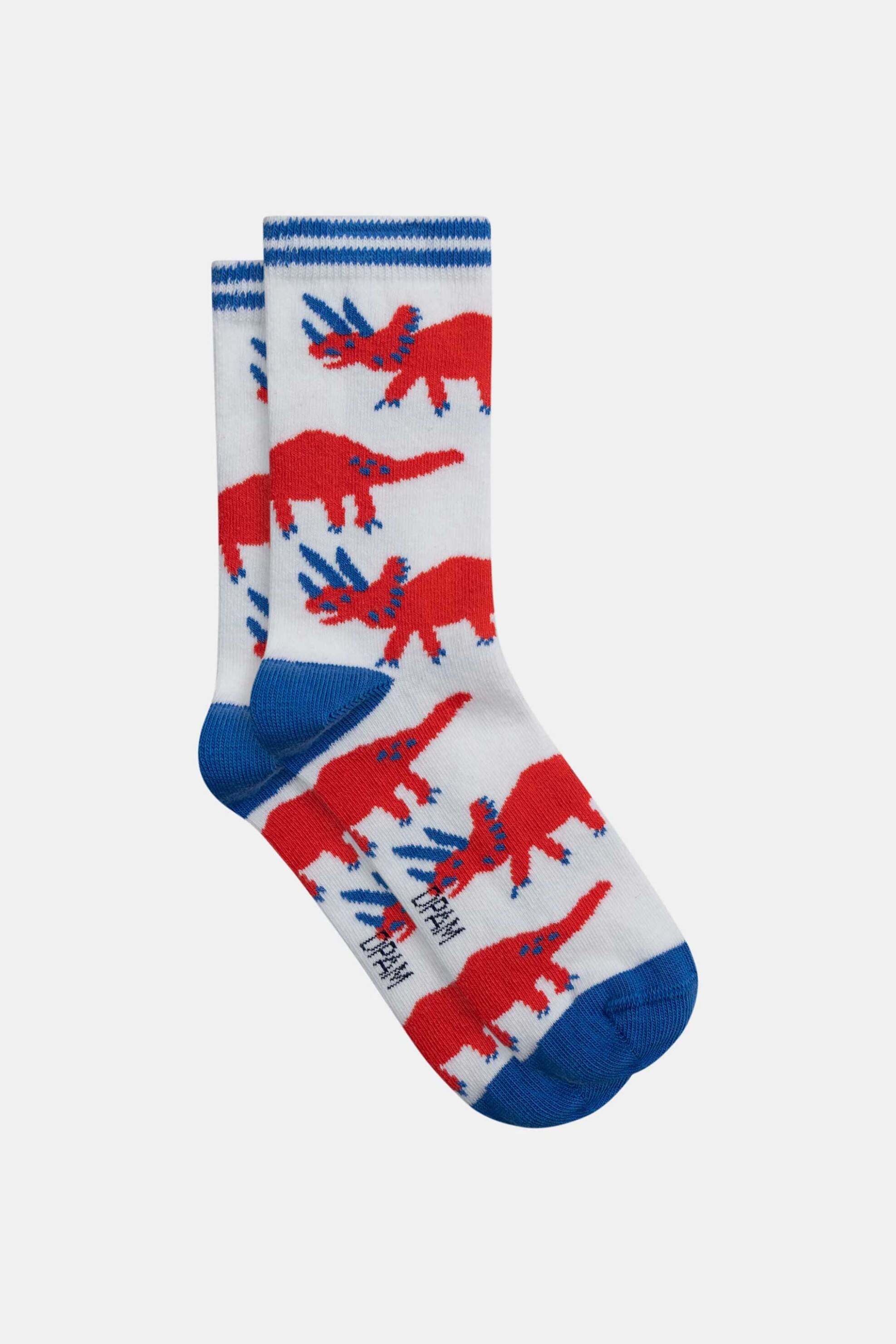 DPAM παιδικές κάλτσες για αγόρια "Red Triceratops" - 371029 Λευκό