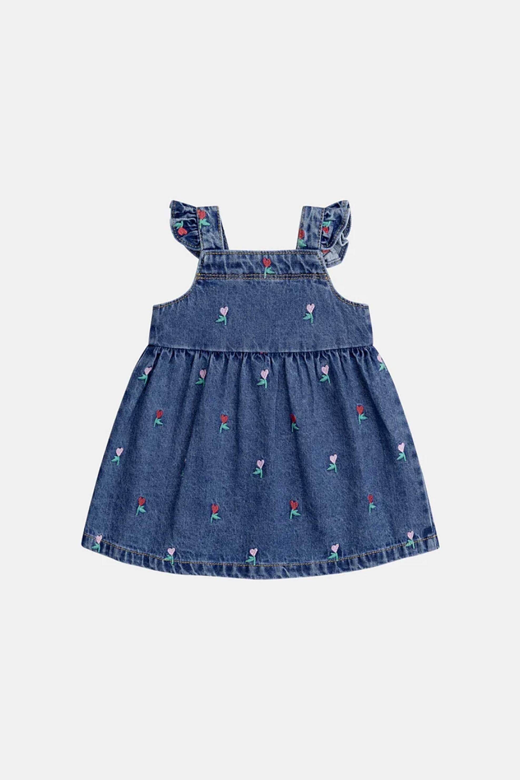 DPAM βρεφικό denim φόρεμα για κορίτσια "Garden" - 370672 Denim Blue φωτογραφία