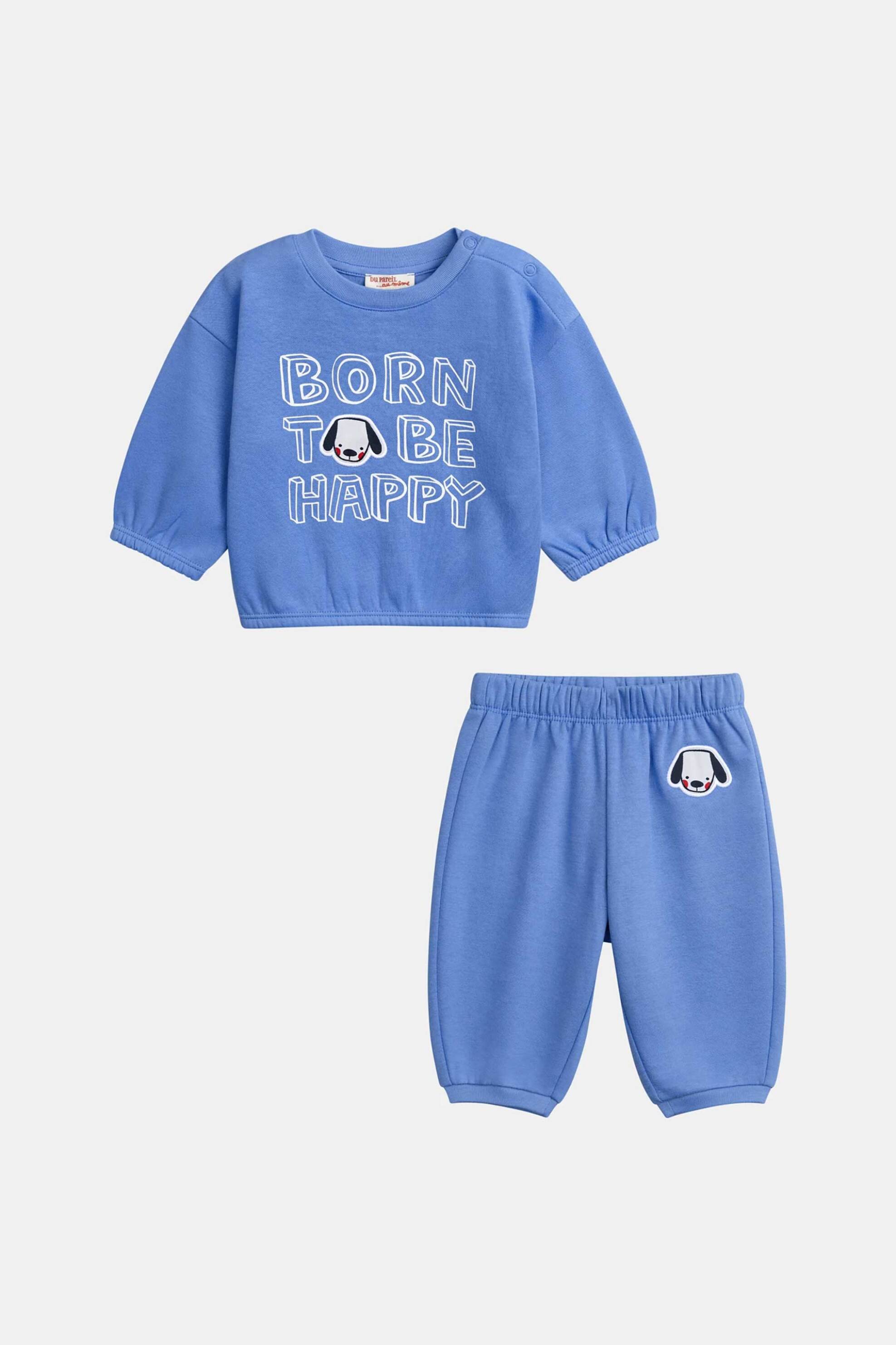 DPAM βρεφικό σετ για αγόρια "Born to be Happy" (2 τεμάχια) - 370683 Μπλε