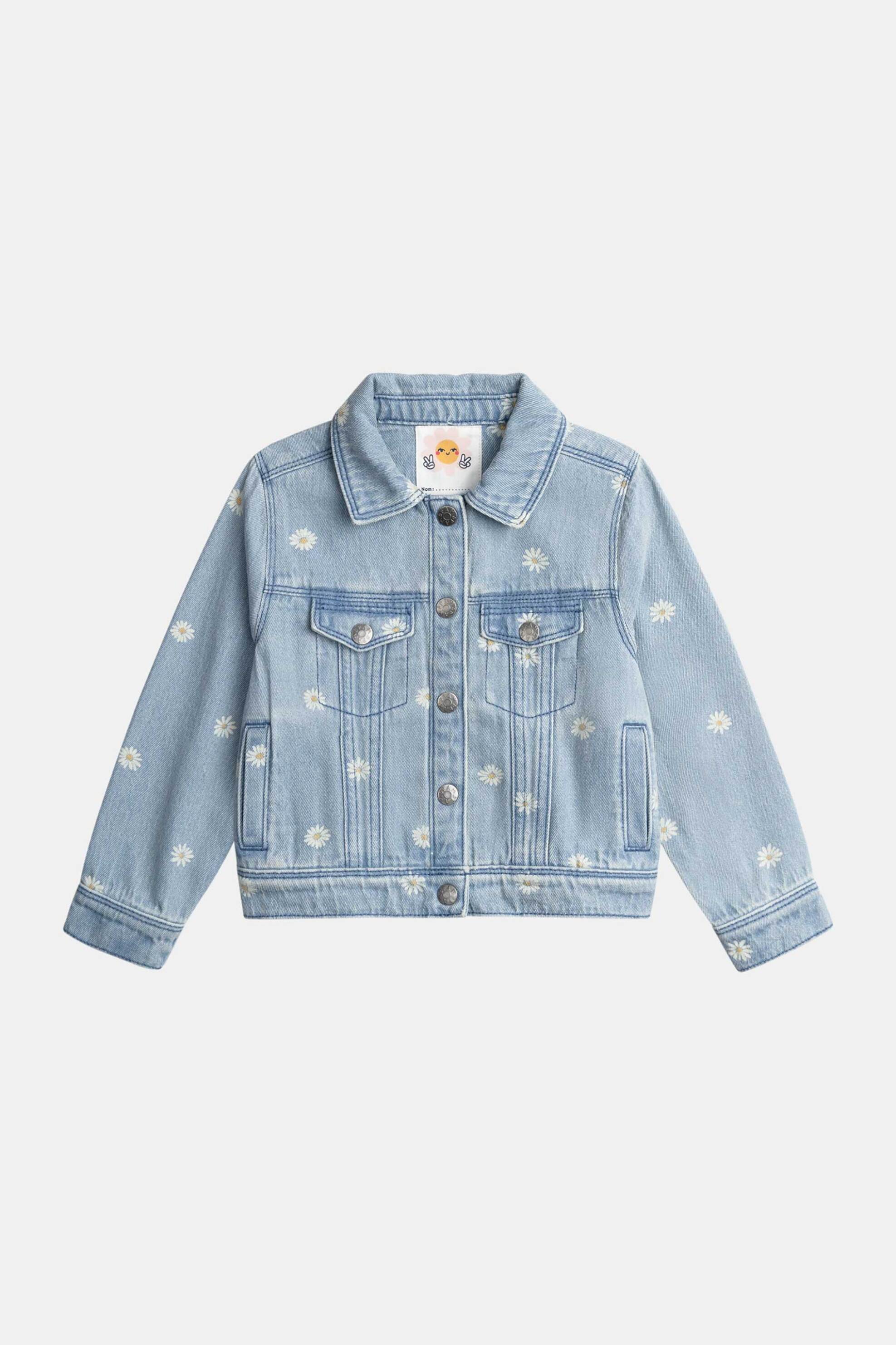 DPAM DPAM παιδικό denim μπουφάν για κορίτσια "Flowers" - 370772 Denim Blue