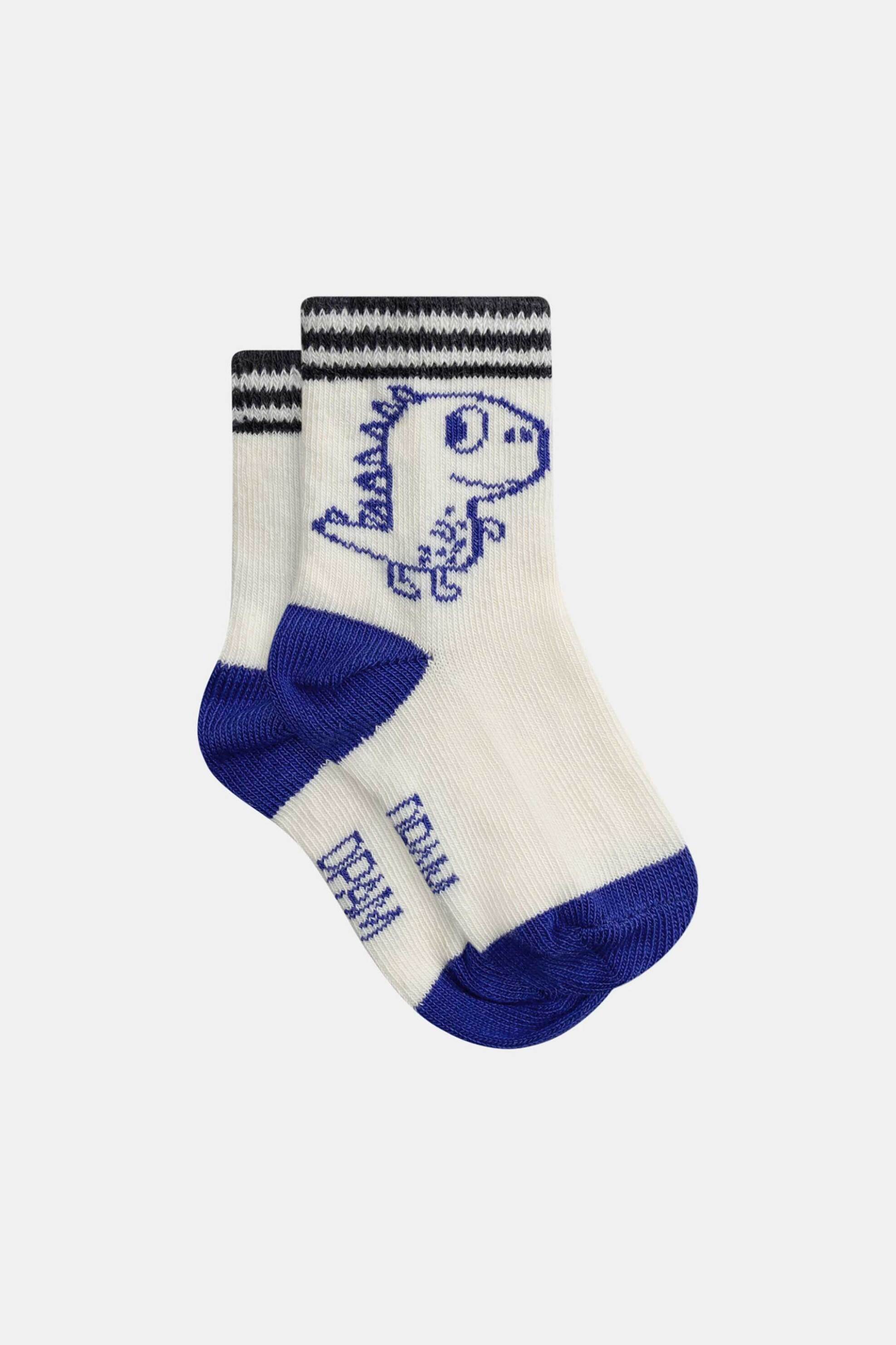 DPAM βρεφικές κάλτσες για αγόρια "Curious Dinosaur" - 373244 Λευκό