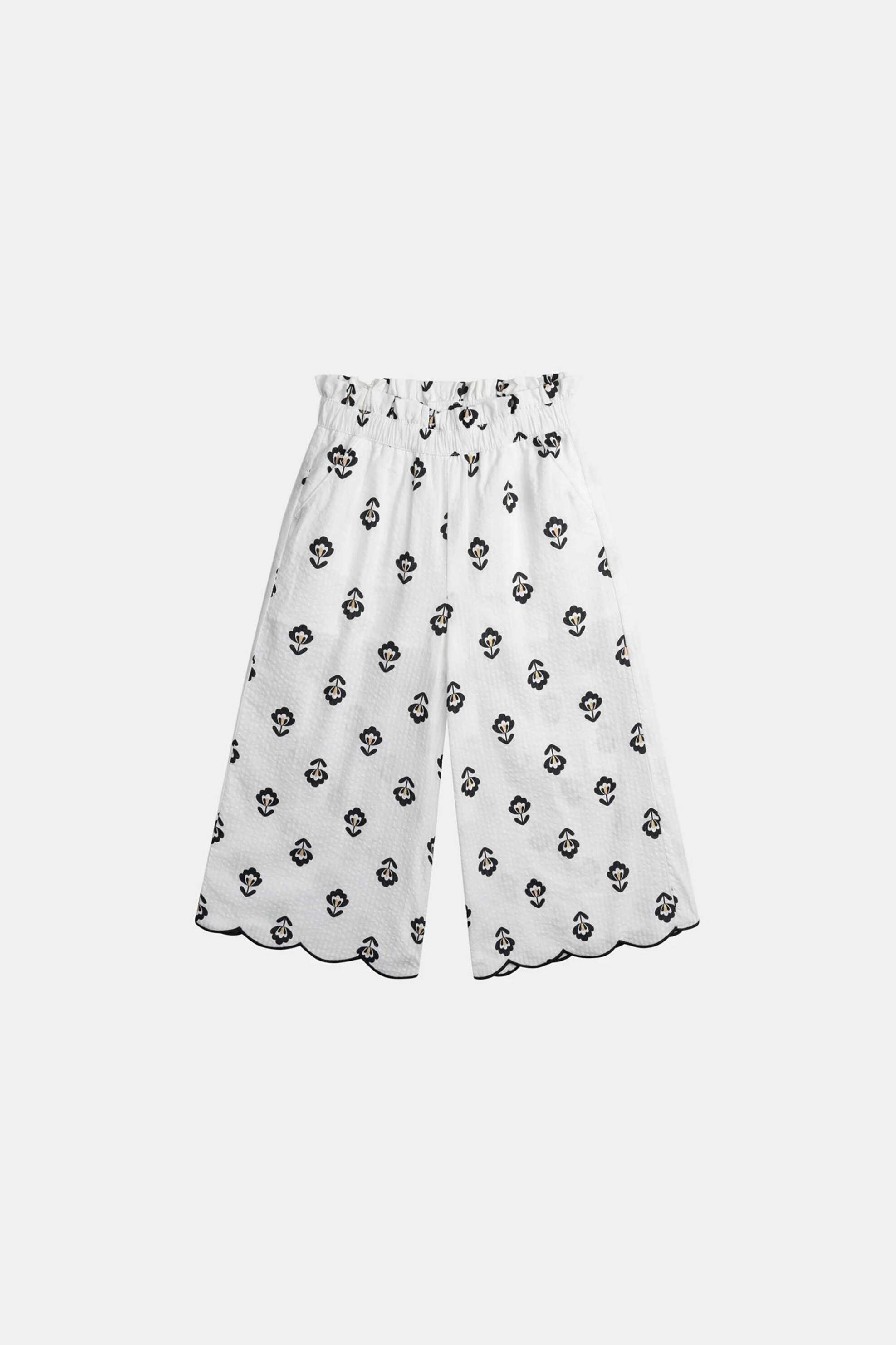 DPAM DPAM παιδικό παντελόνι ζιπ-κιλότ για κορίτσια "Abstract Flowers" - 373269 Λευκό