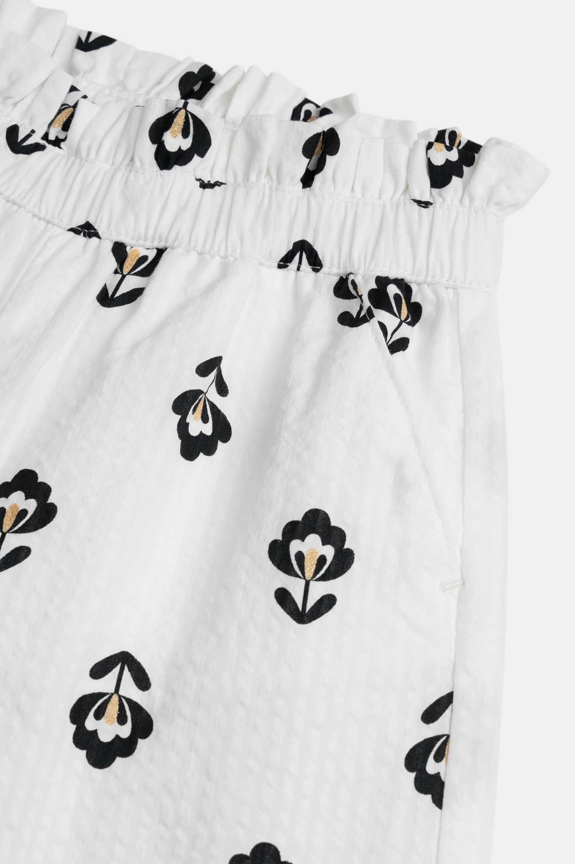 DPAM παιδικό παντελόνι ζιπ-κιλότ για κορίτσια "Abstract Flowers" - 373269 Λευκό φωτογραφία