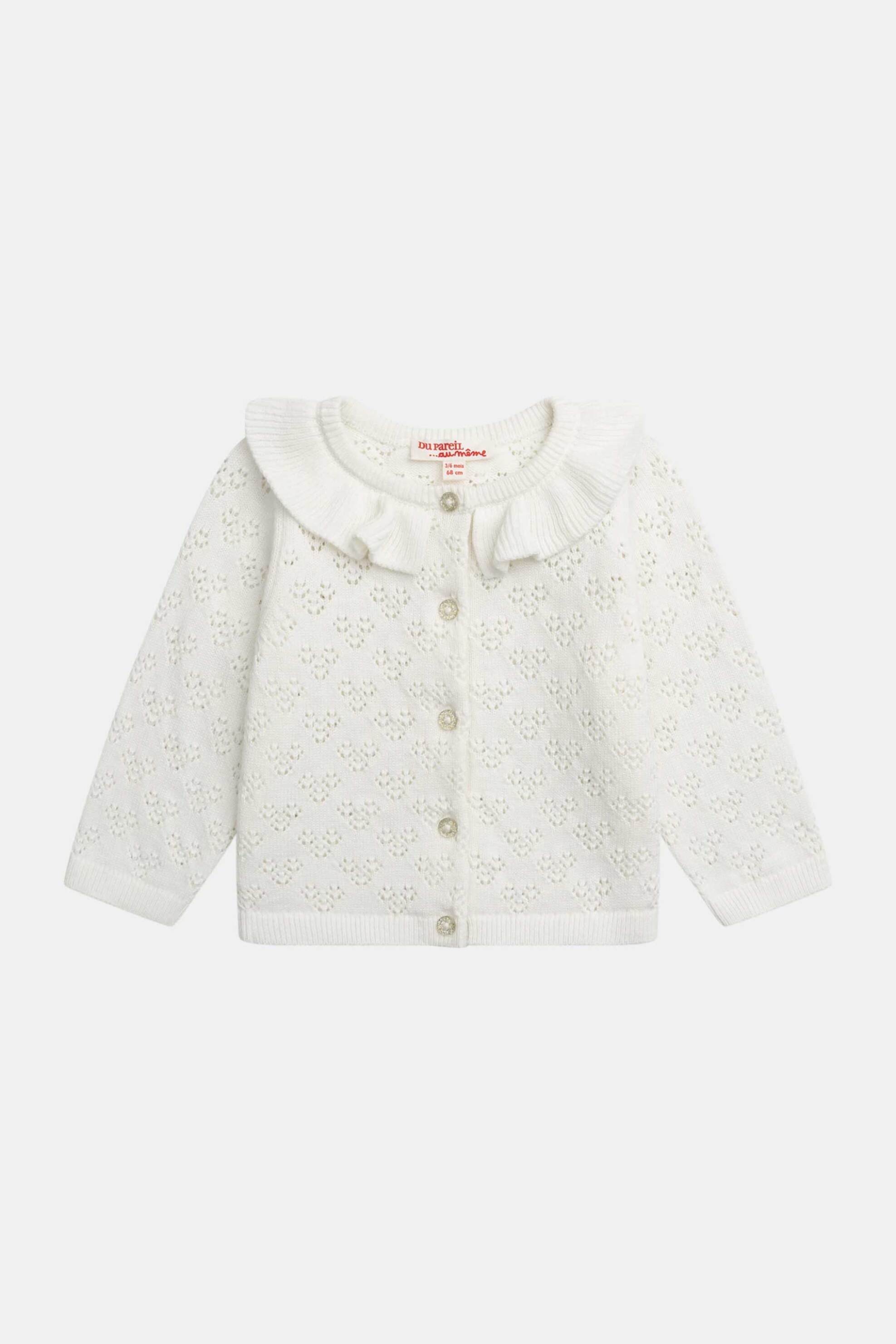 DPAM βρεφική πλεκτή ζακέτα για κορίτσια "White Scalloped" - 373366 Λευκό