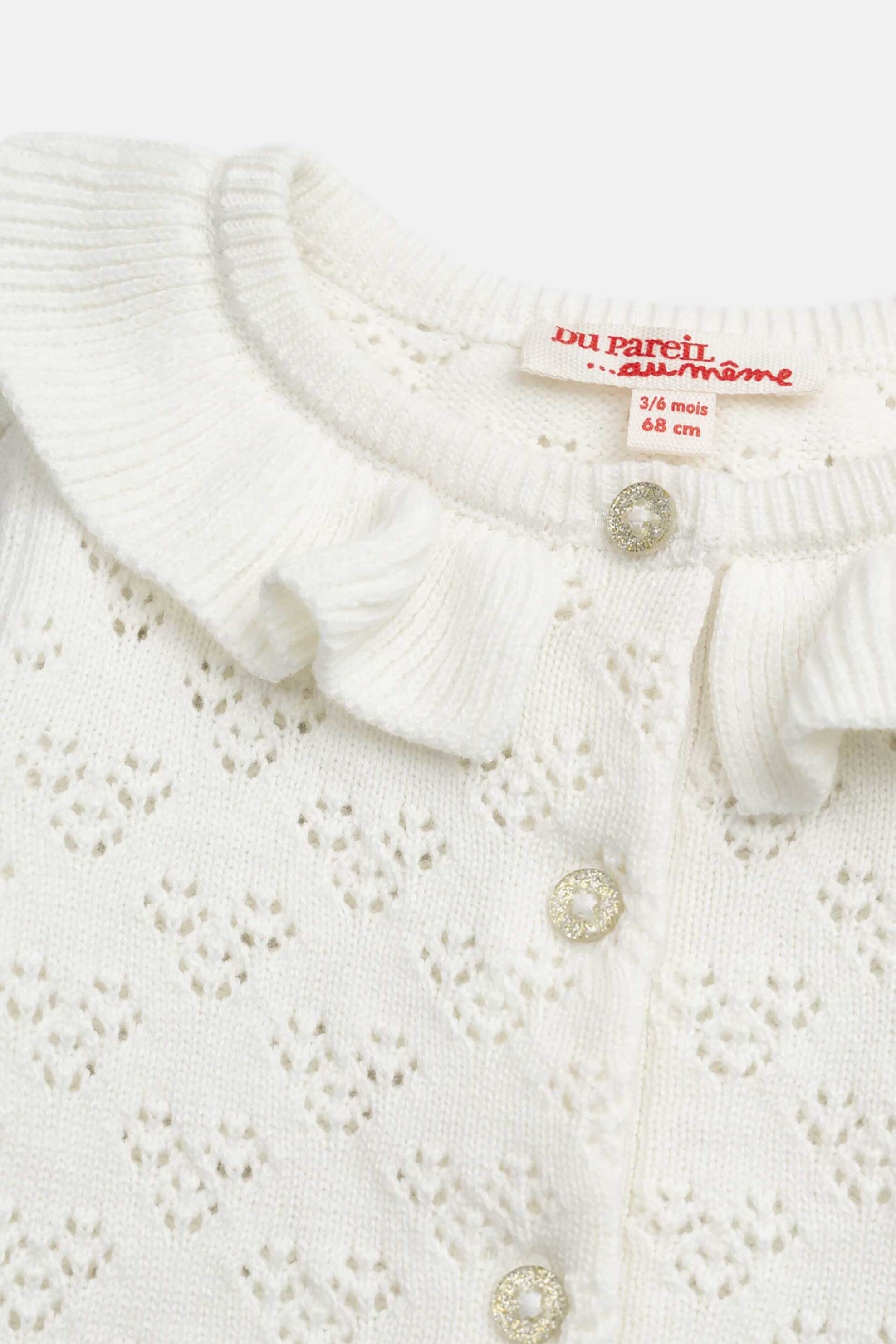 DPAM βρεφική πλεκτή ζακέτα για κορίτσια "White Scalloped" - 373366 Λευκό φωτογραφία