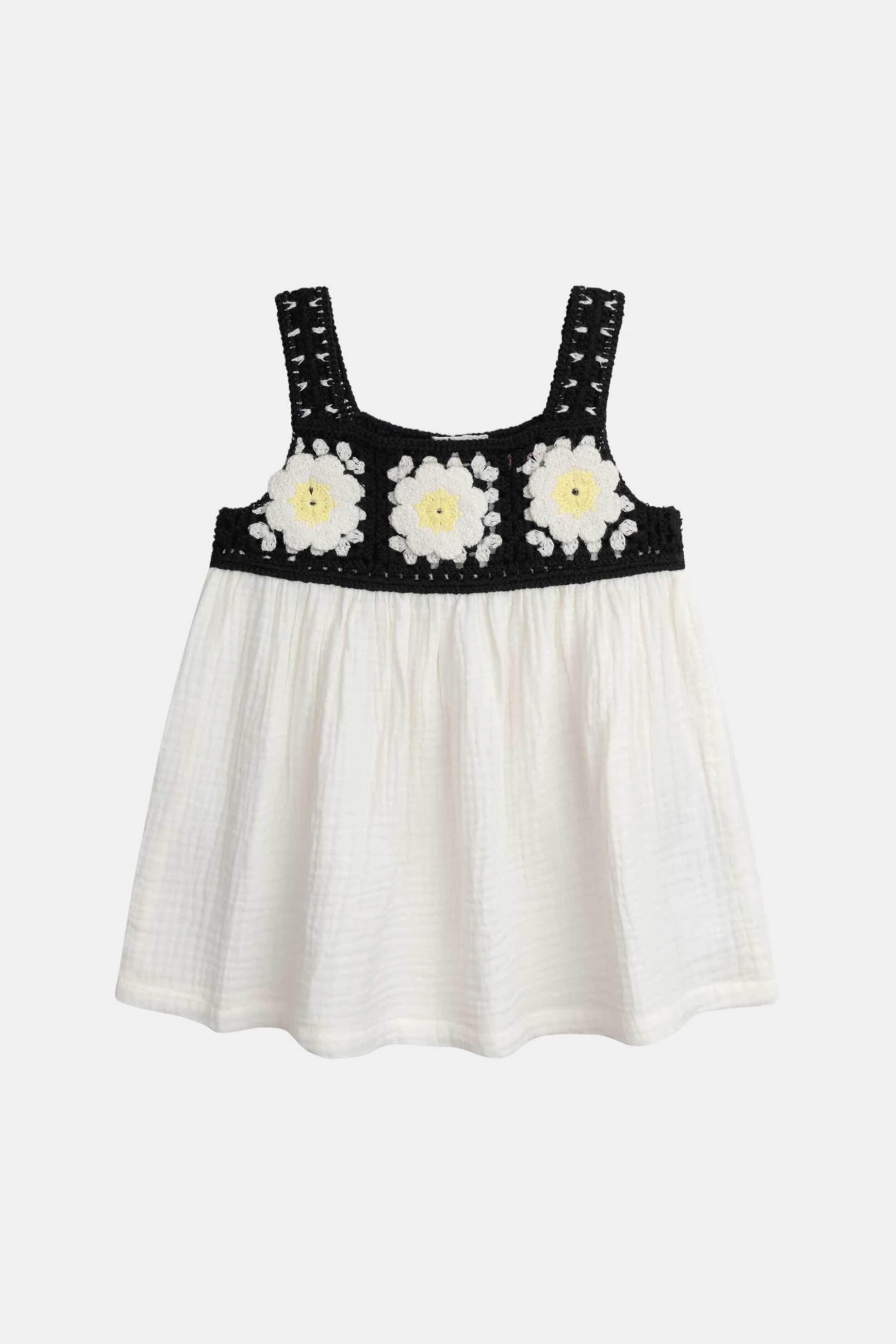 DPAM βρεφικό αμάνικο φόρεμα για κορίτσια "Nostalgic Flowers" - 373372 Λευκό